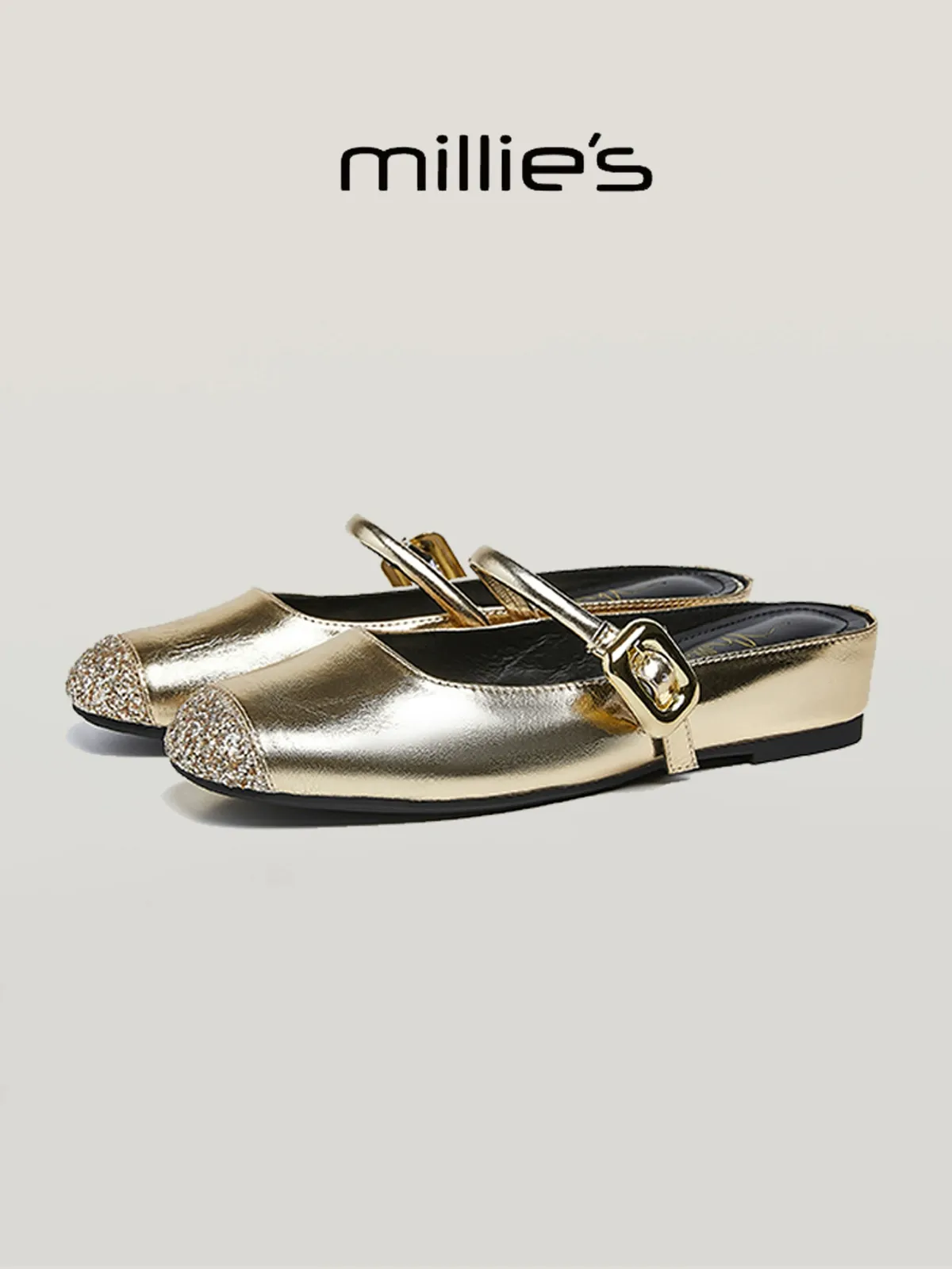 Metallic Cap-Toe Mary Jane Mules - Image 3