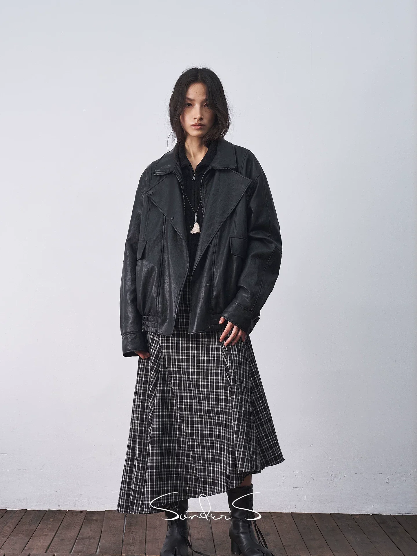 Metallic Grain PU Flight Jacket