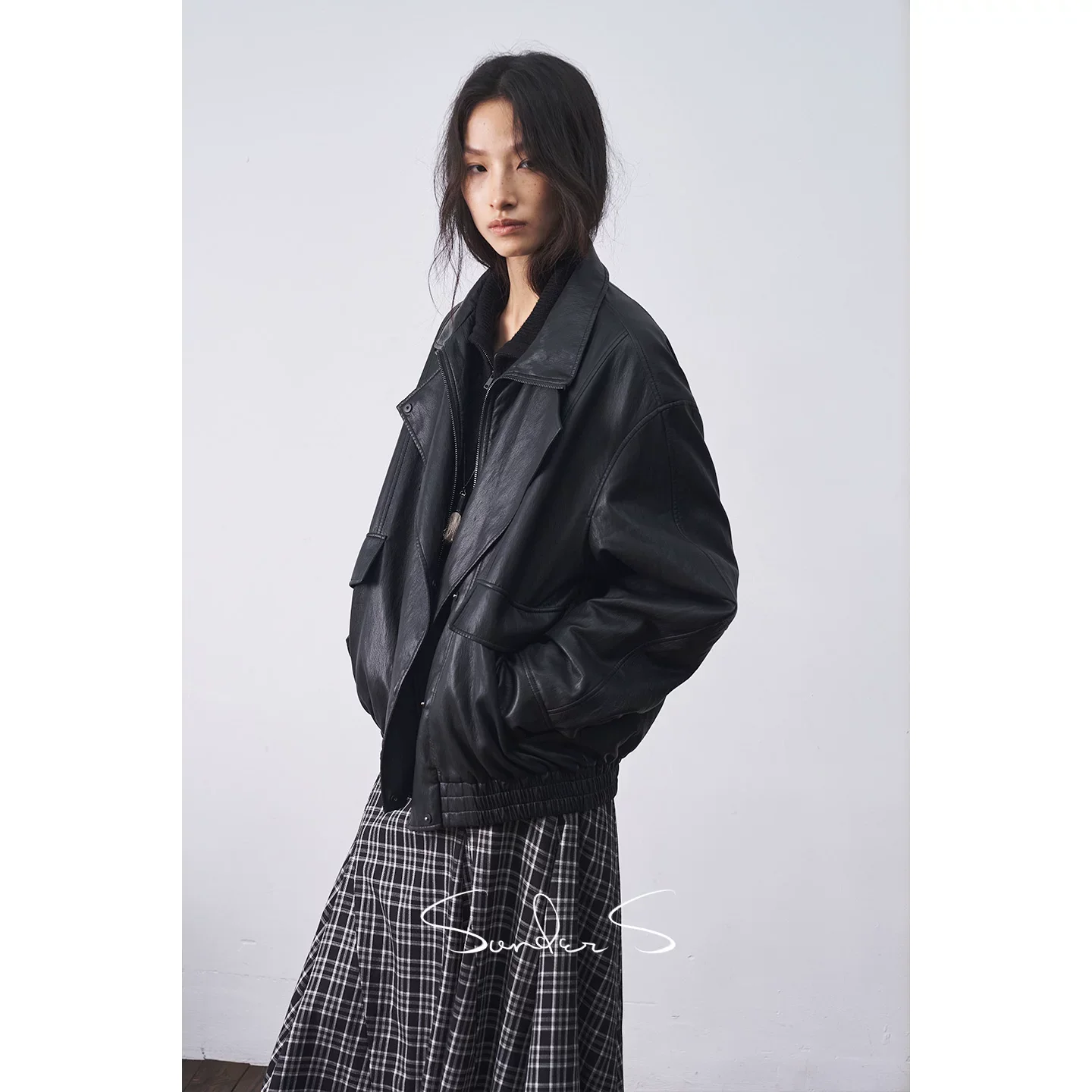 Metallic Grain PU Flight Jacket - Image 3