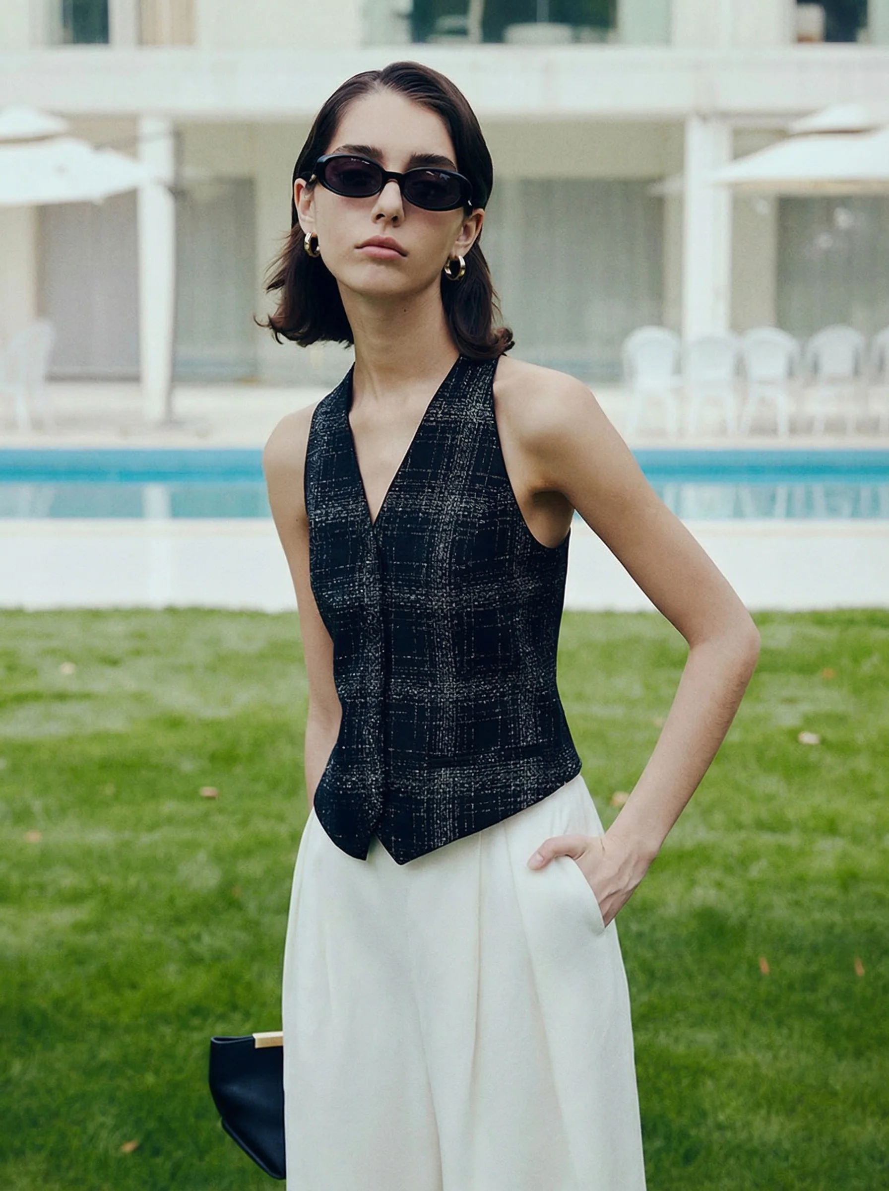 Metallic Plaid Vest Set - Image 7