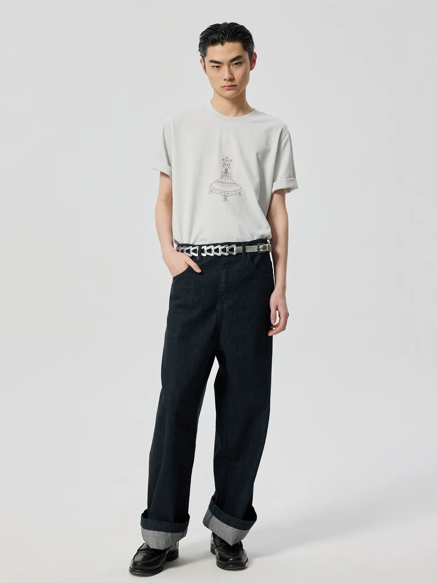 Metallic Silver Braided Leather Belt - Image 4