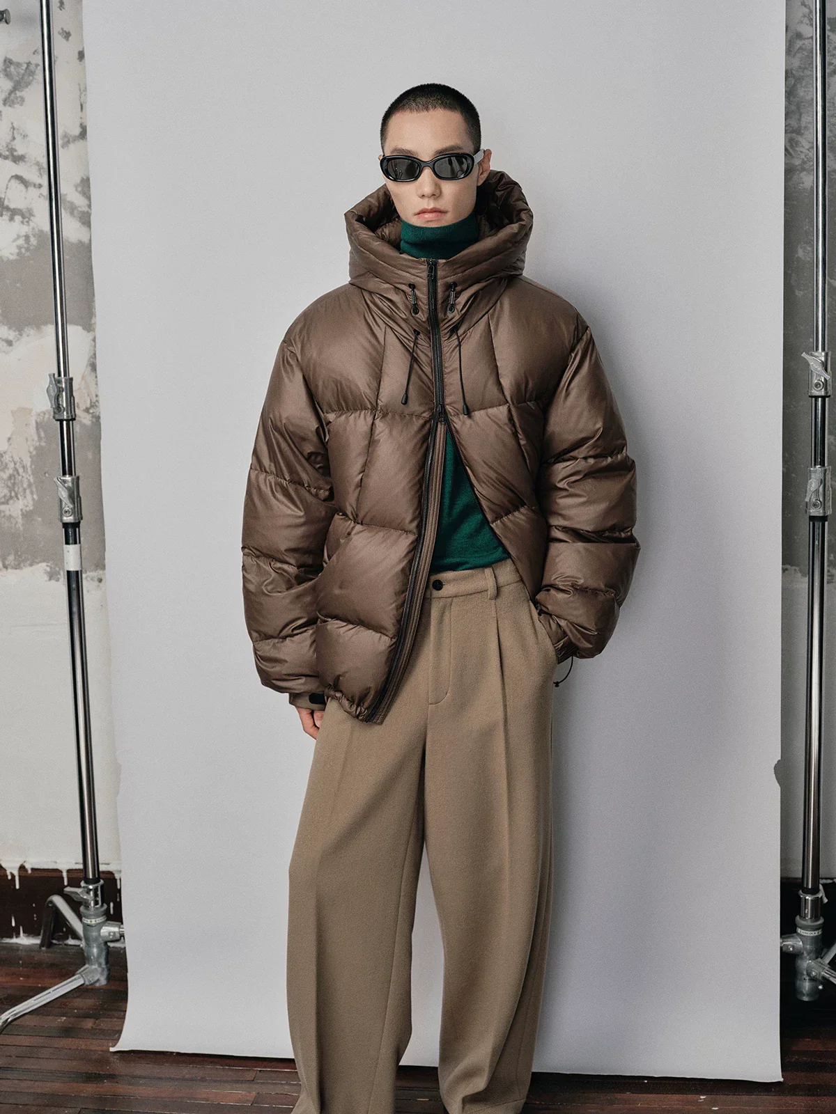 Micro-Check Hooded Down Puffer - Image 4