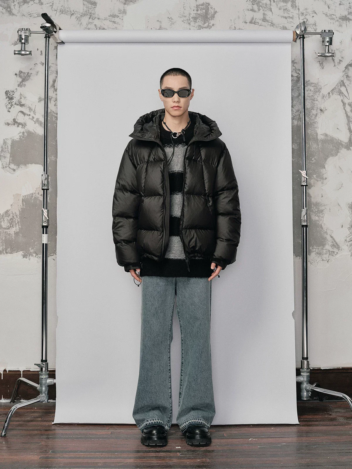 Micro-Check Hooded Down Puffer - Image 5