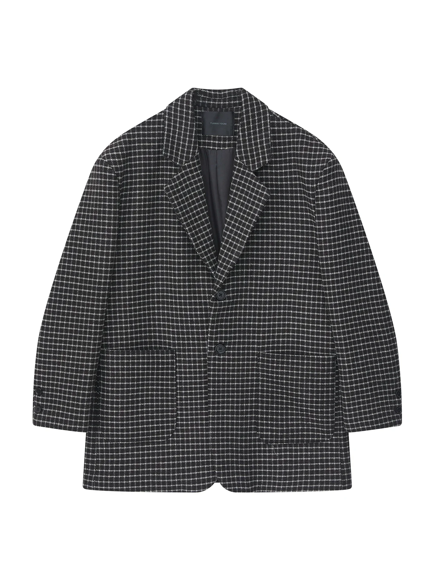 Micro-Check Wool-Blend Oversized Blazer - Image 4