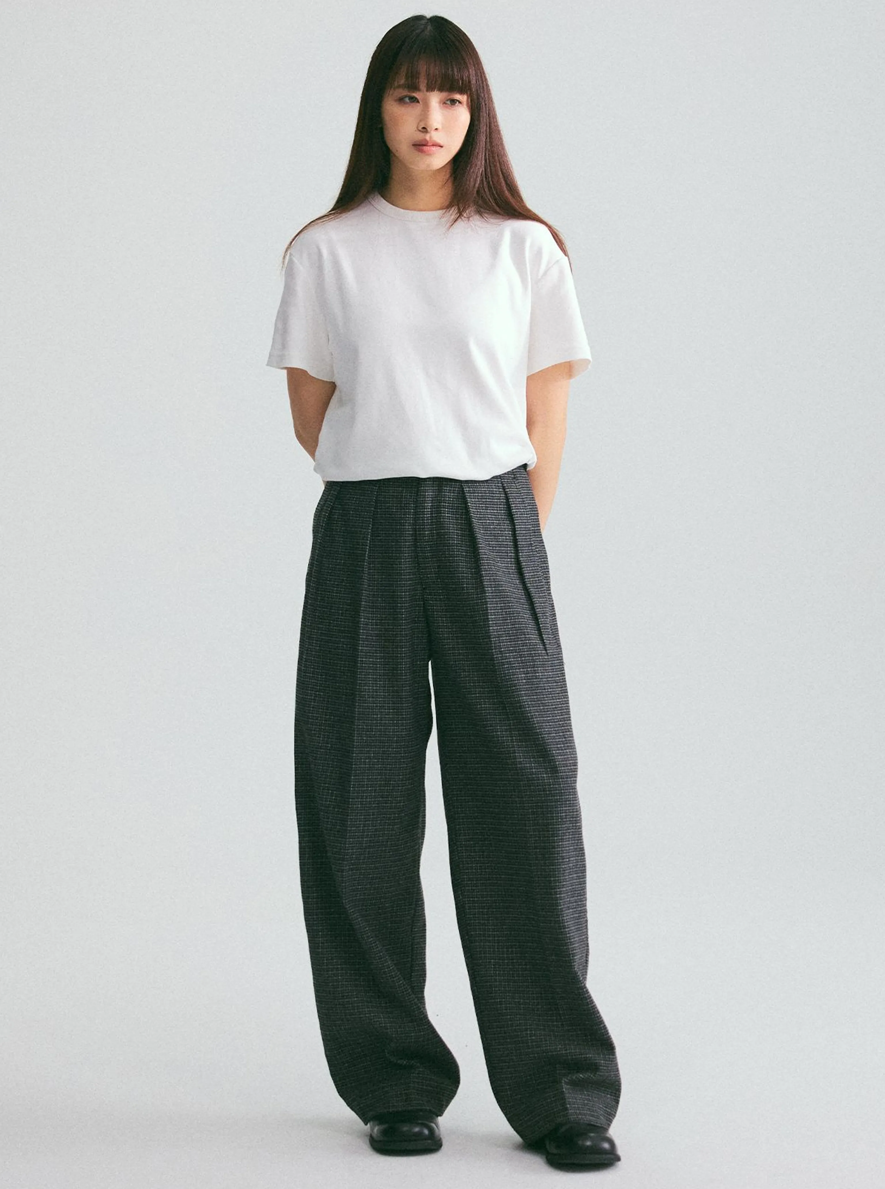Micro-Check Wool-Blend Wide-Leg Trousers - Image 4