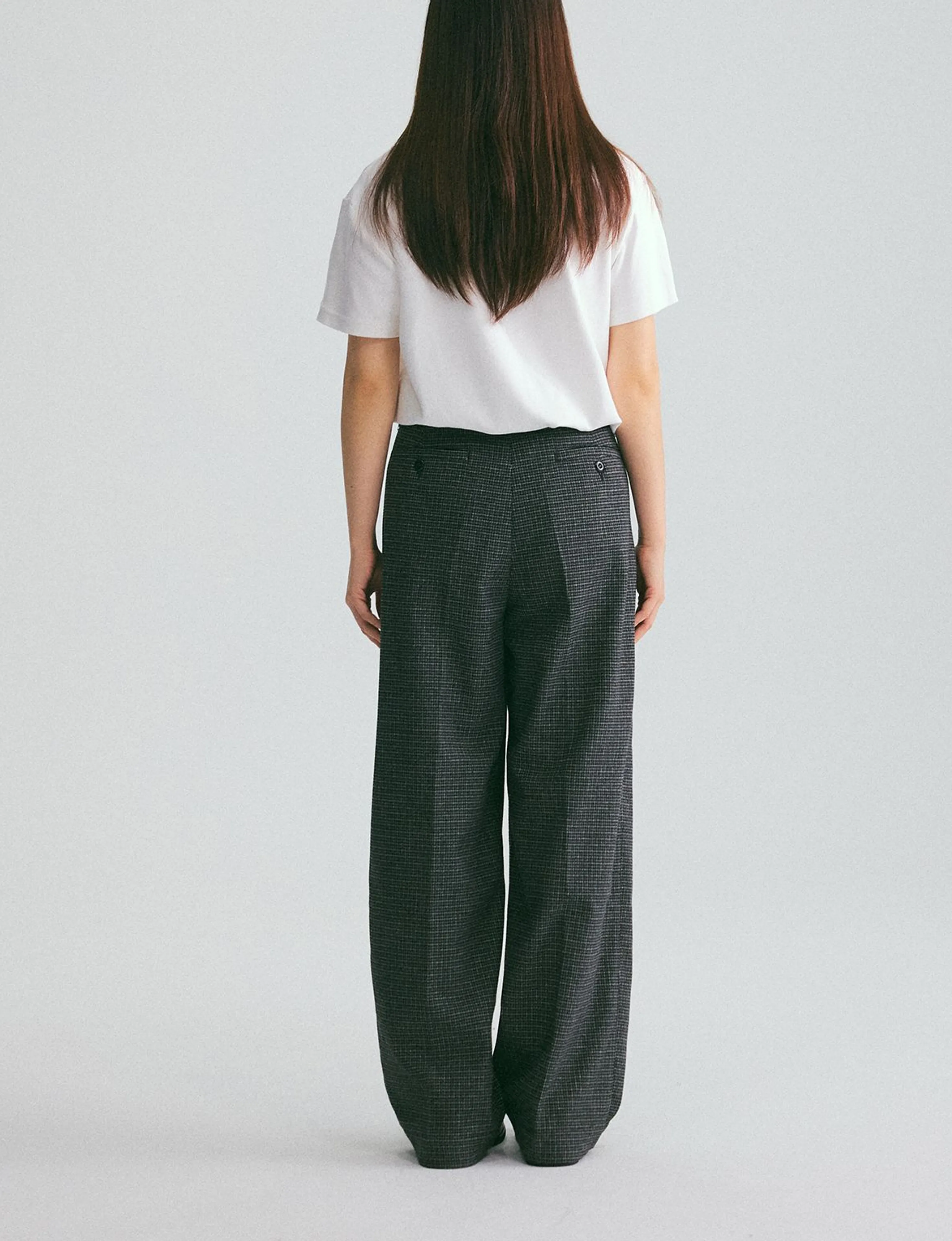 Micro-Check Wool-Blend Wide-Leg Trousers - Image 5