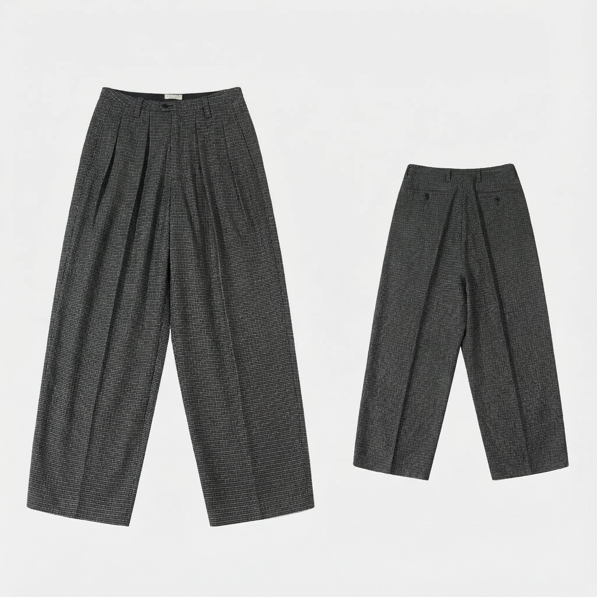 Micro-Check Wool-Blend Wide-Leg Trousers - Image 6