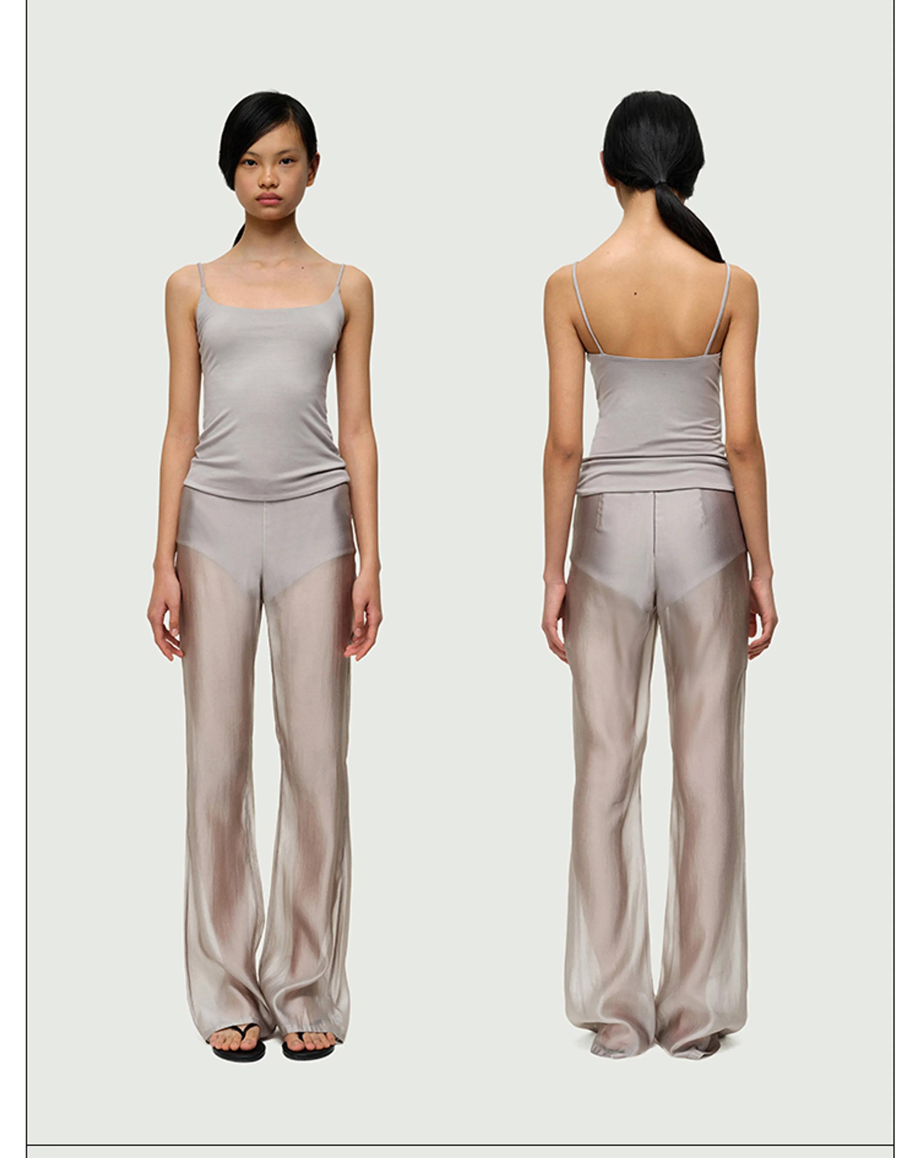 Micro-Sheer Mesh Flared Trousers - Image 5