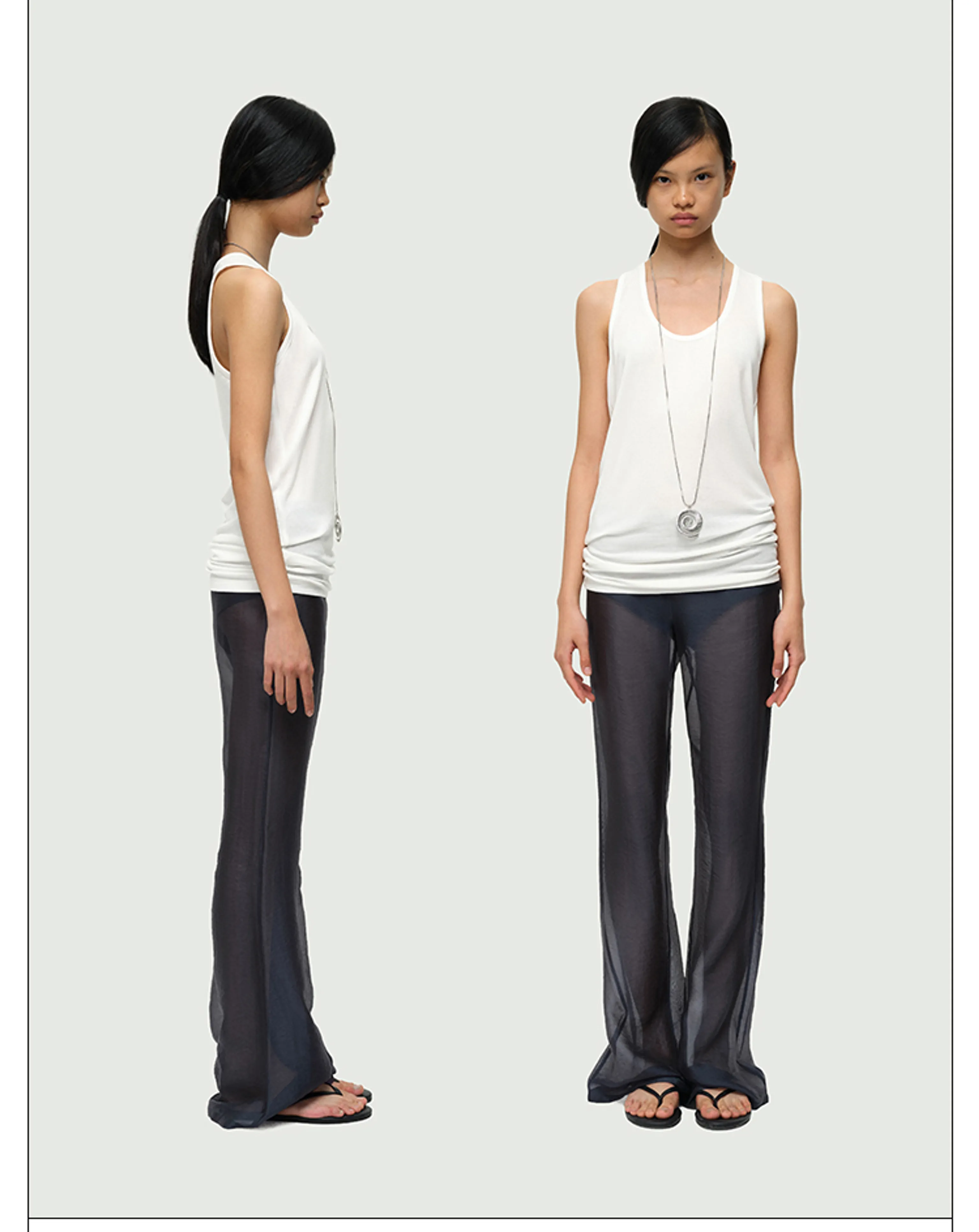 Micro-Sheer Mesh Flared Trousers - Image 6