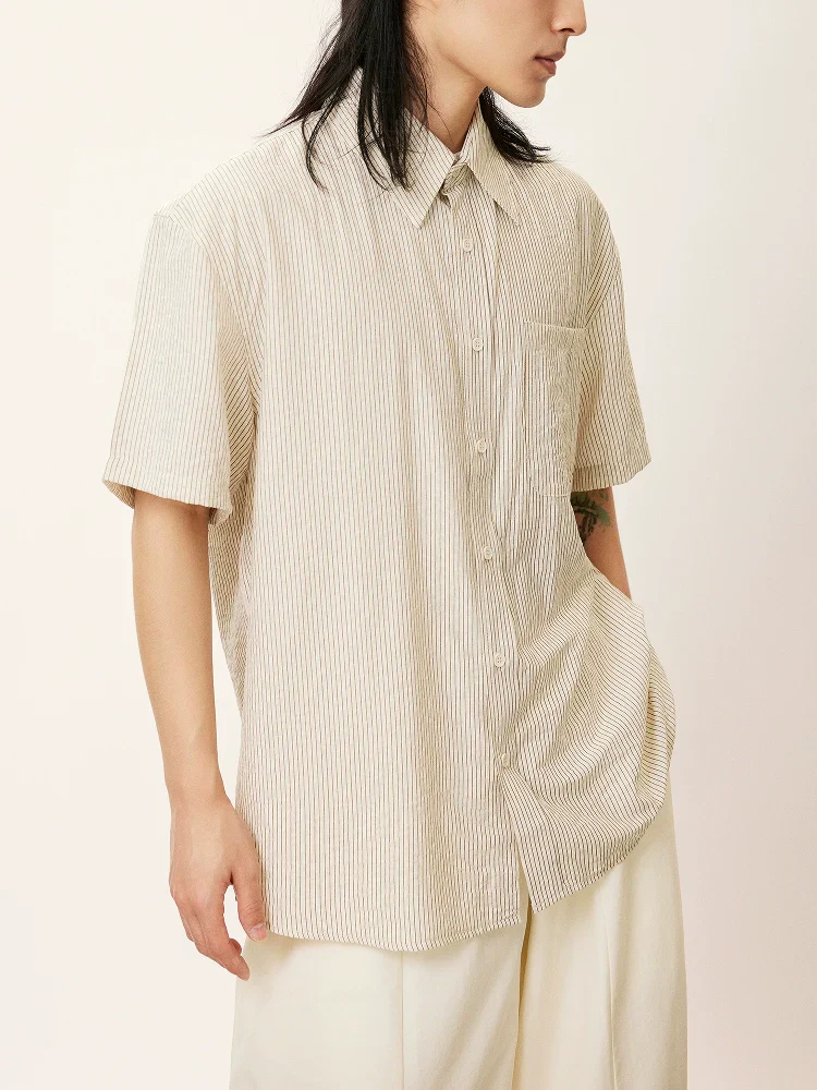 Micro-Stripe Relaxed Short-Sleeve Shirt - Image 5
