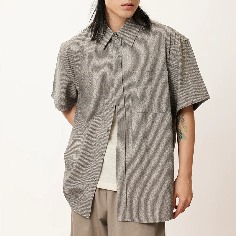Micro-Stripe Relaxed Short-Sleeve Shirt - Image 6