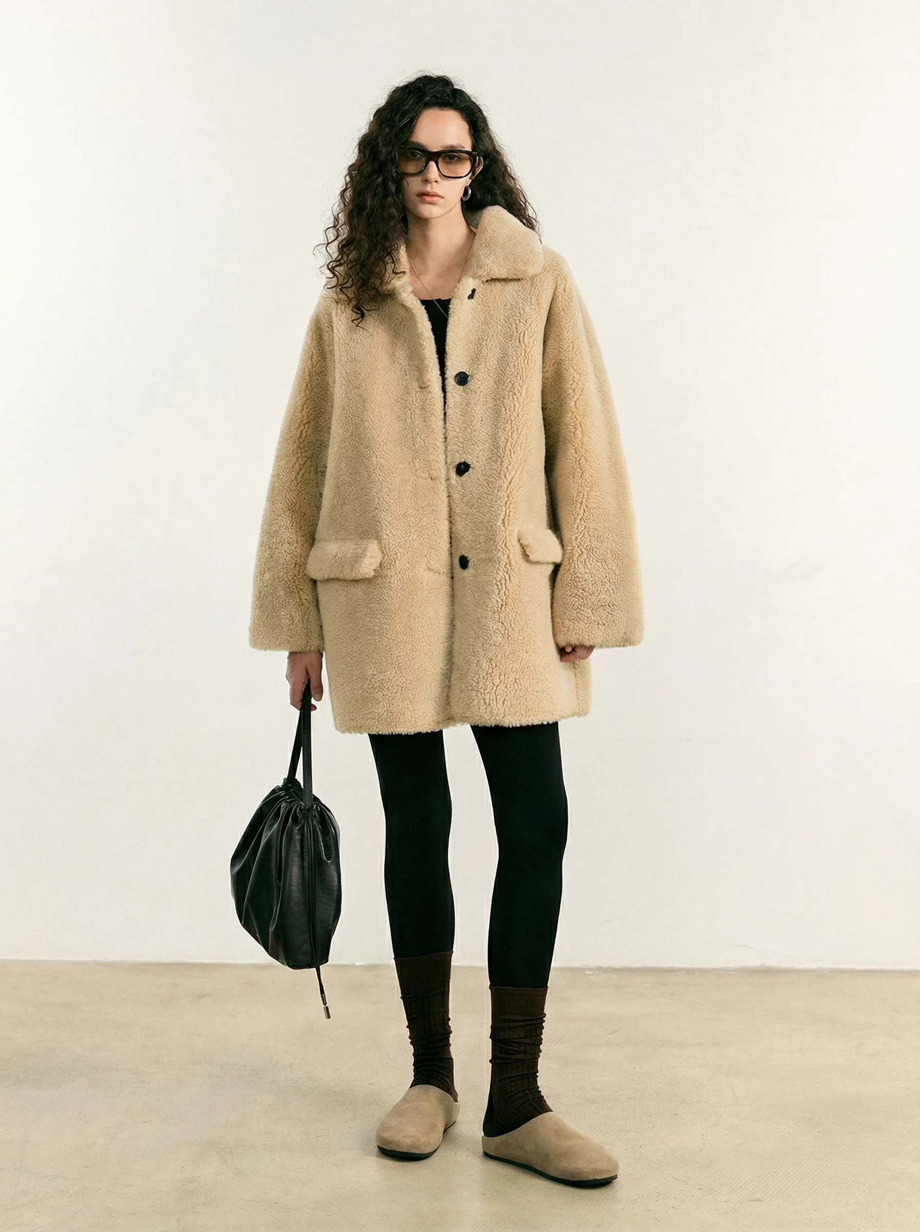 Mid-Length Lamb Shearling Coat - Image 4