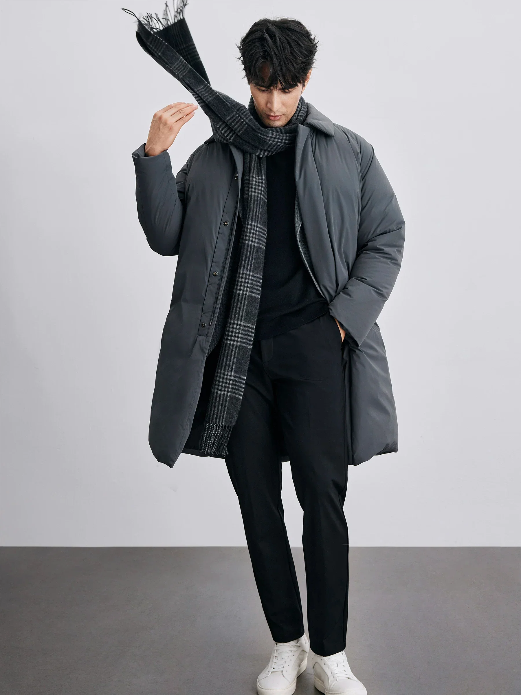 Mid-Length Lapel Down Coat