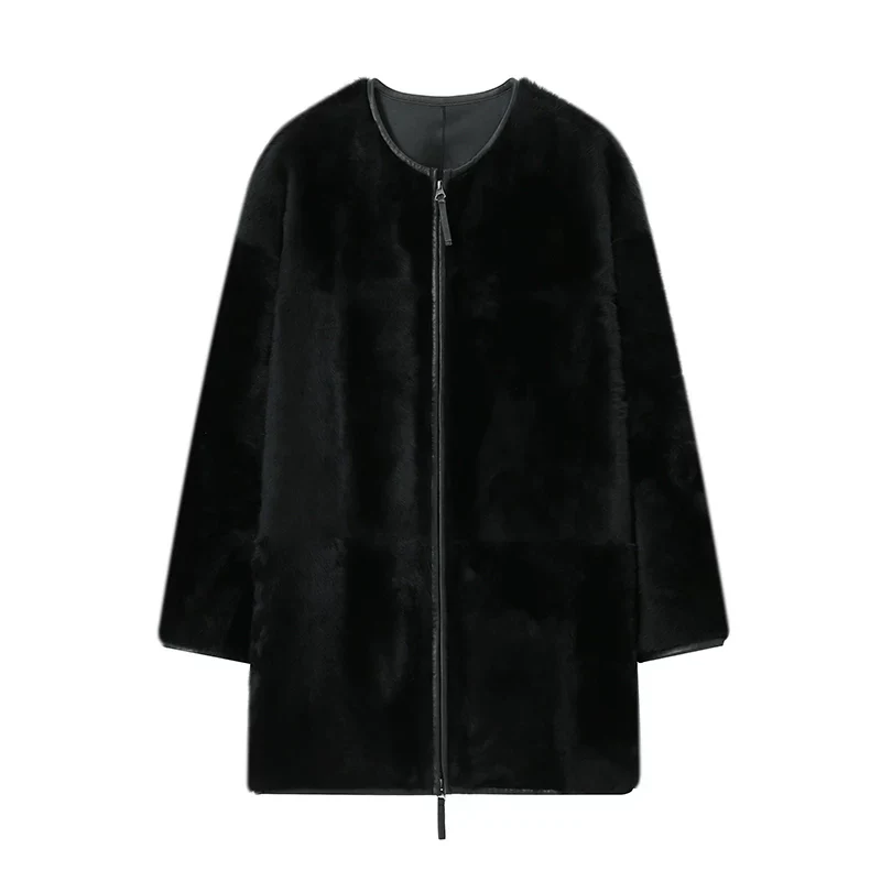 Mid-Length Shearling Zip Coat