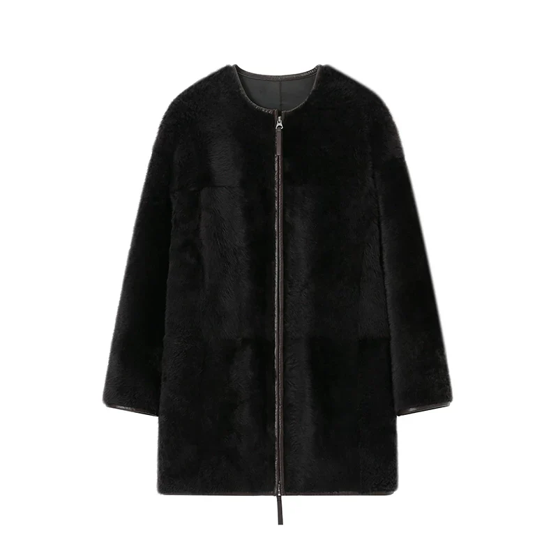 Mid-Length Shearling Zip Coat - Image 2
