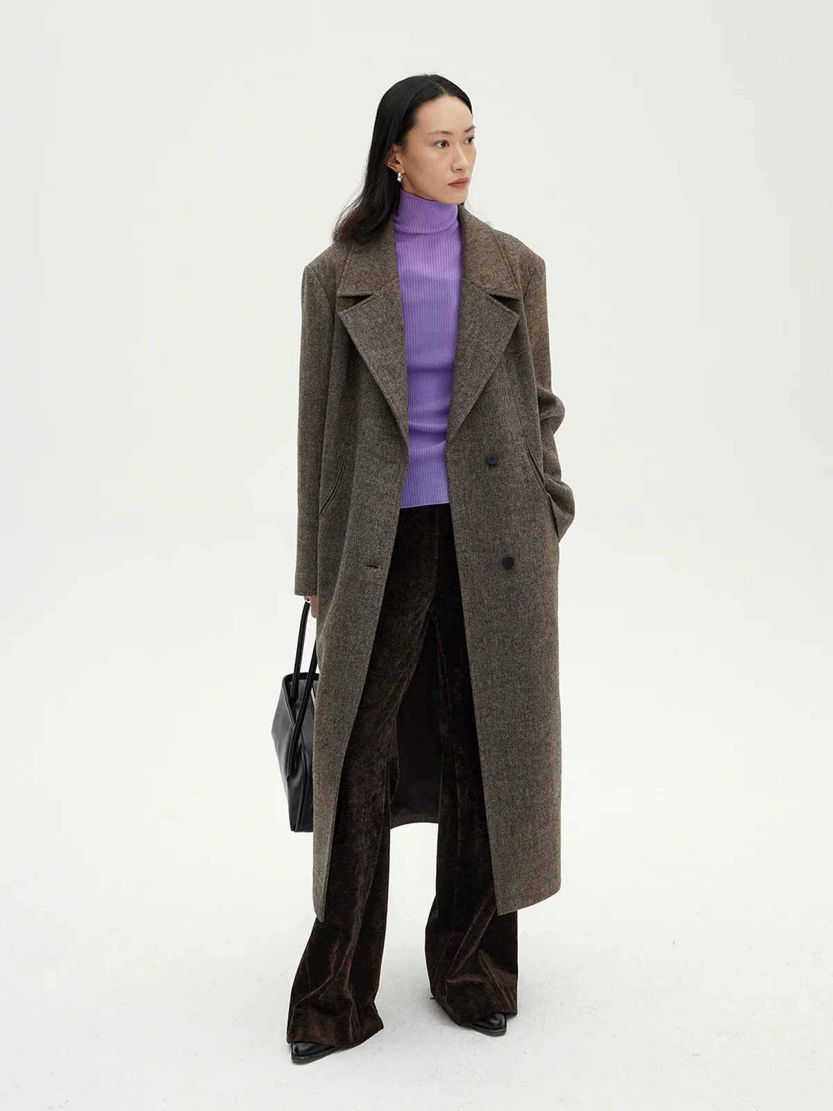 Mid-Rise Chenille Velvet Flare Trousers - Image 2