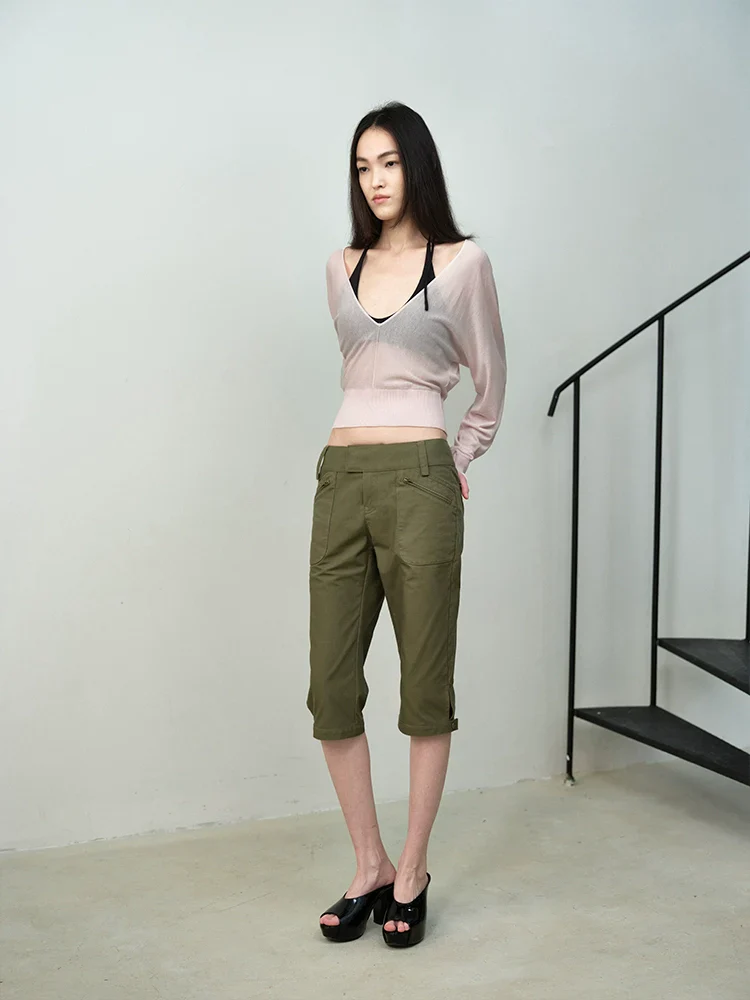 Mid-Rise Cropped Utility Pants