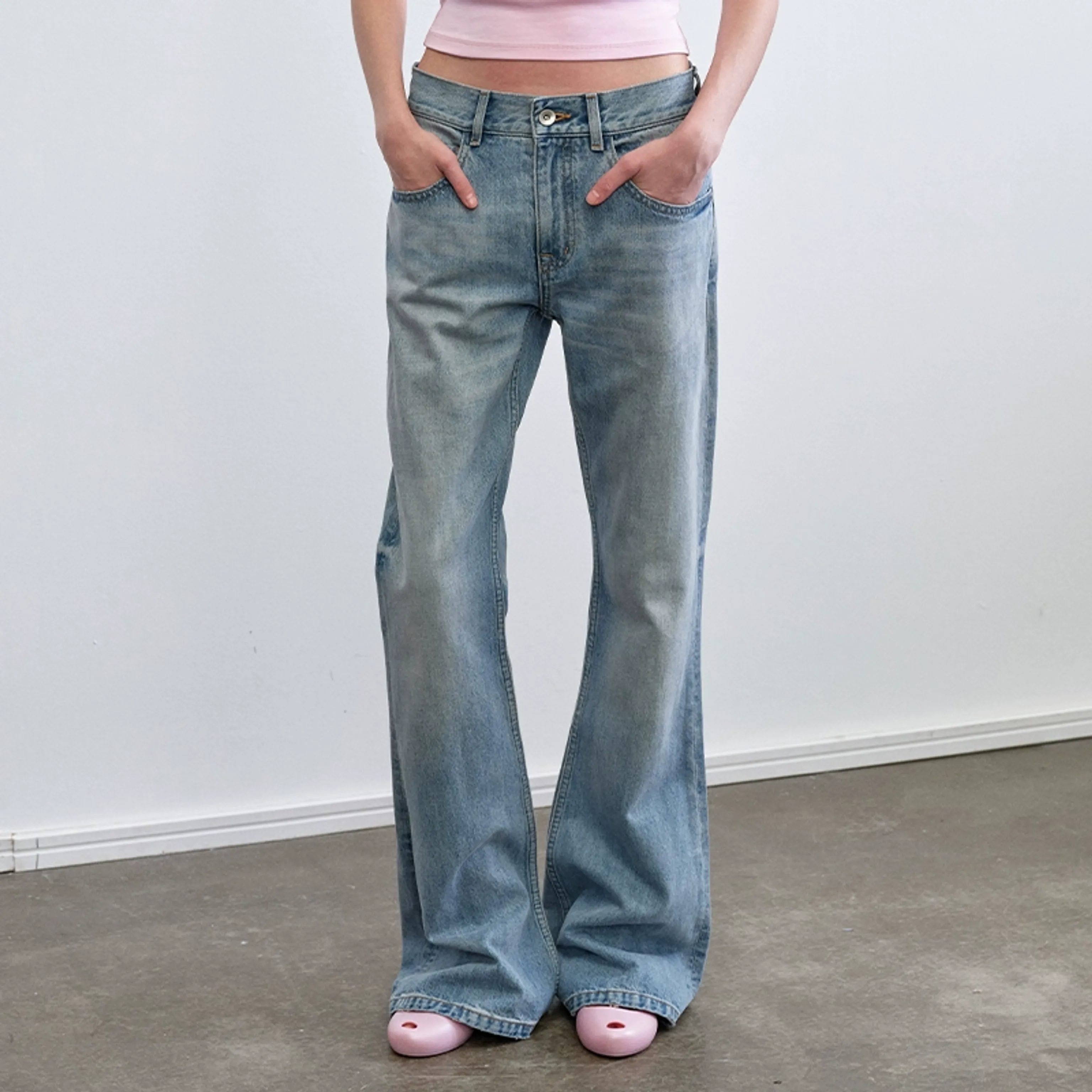 Mid-Rise Flared Denim Trousers - Image 7