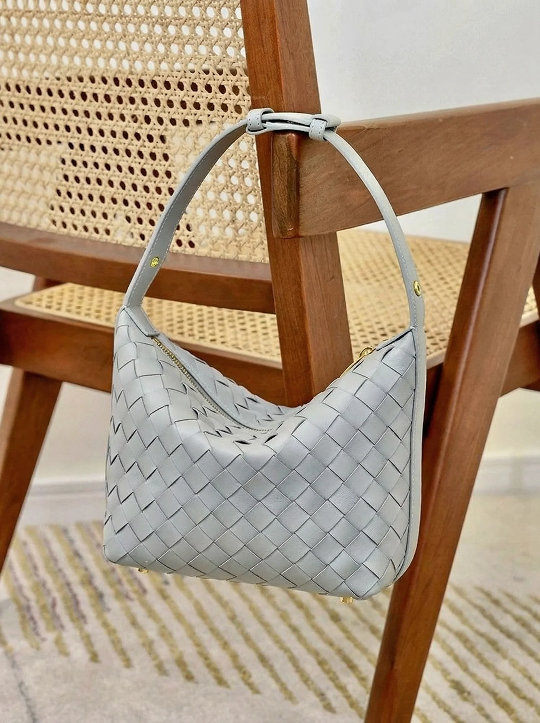 Mini Handwoven Lambskin Lunch Box Bag - Image 5