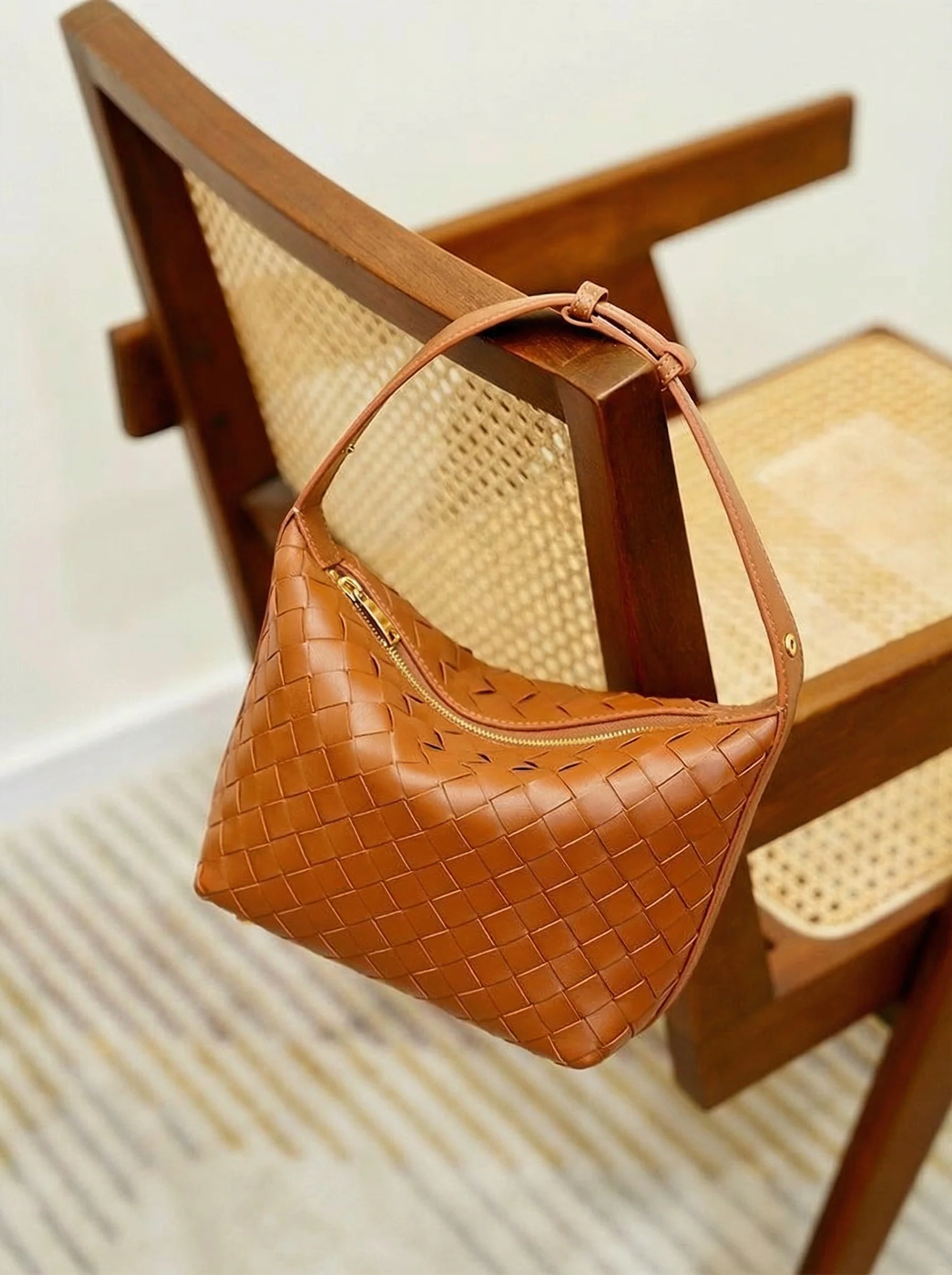 Mini Handwoven Lambskin Lunch Box Bag - Image 6