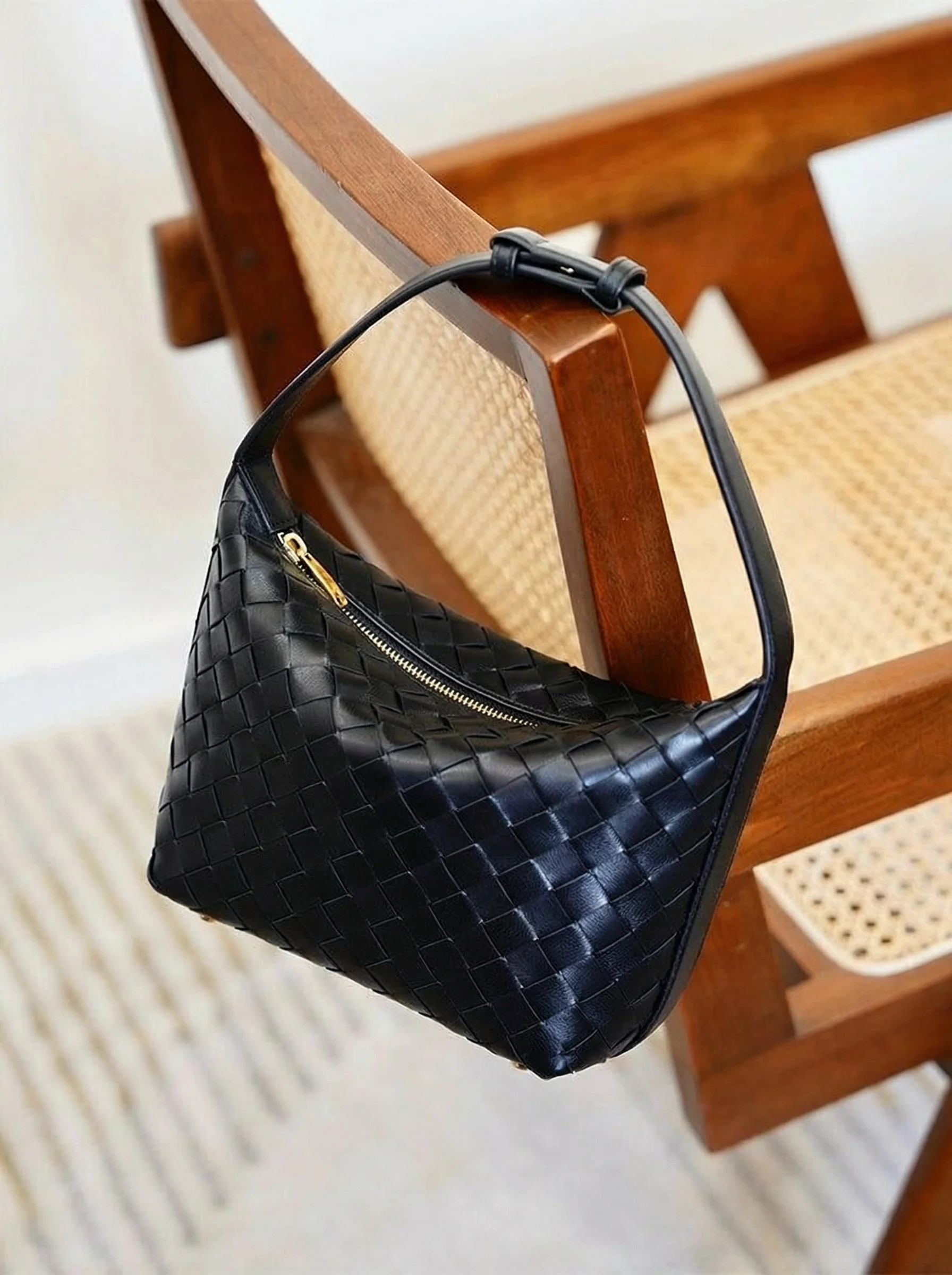 Mini Handwoven Lambskin Lunch Box Bag - Image 7