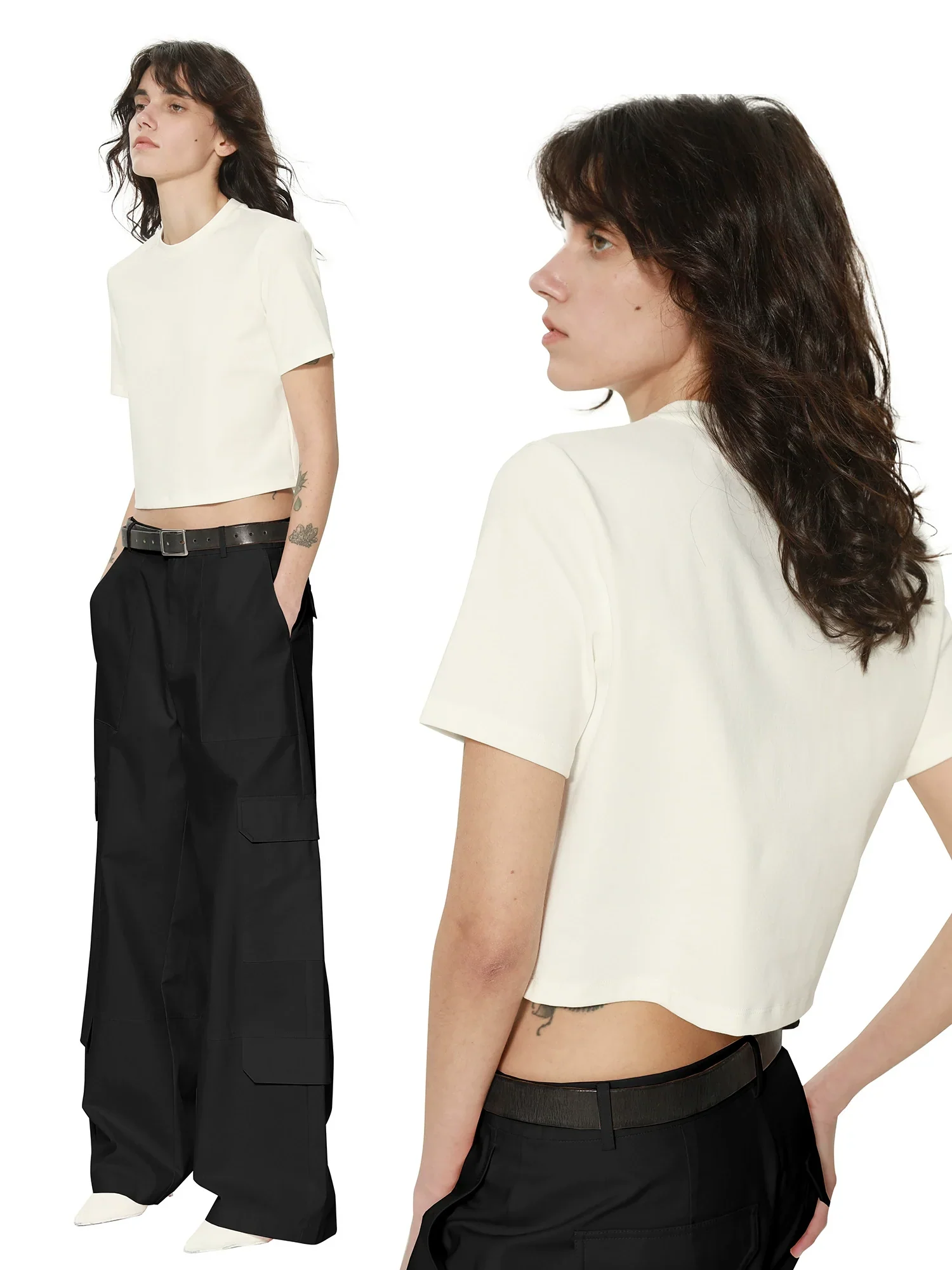 Minimal Crewneck Crop Tee - Image 2