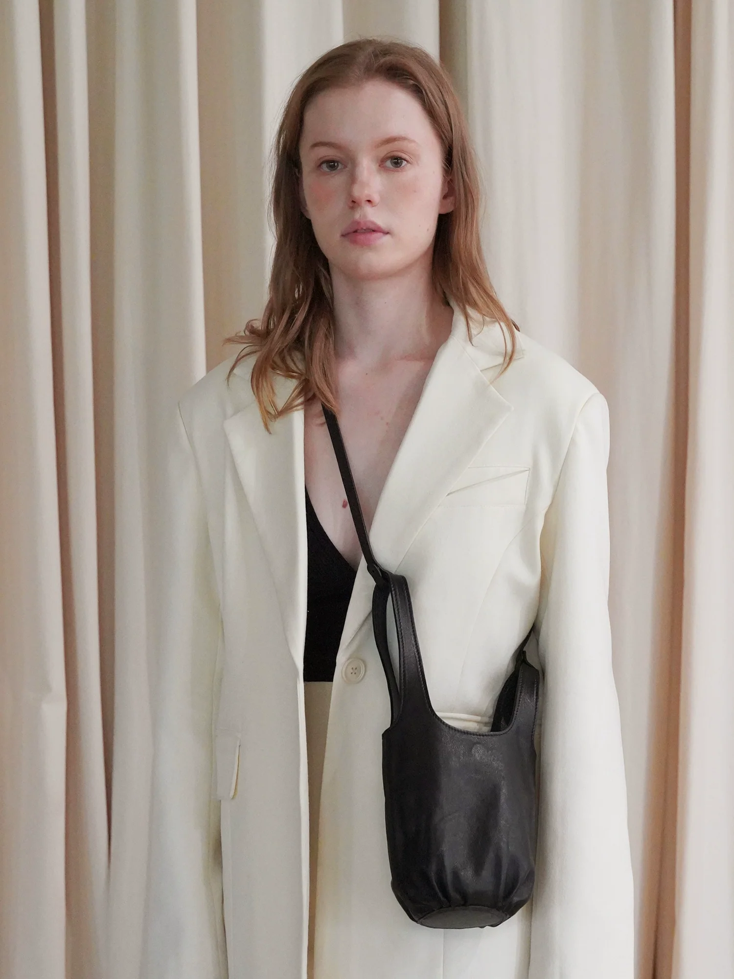Minimalist Lambskin Bucket Bag - Image 9