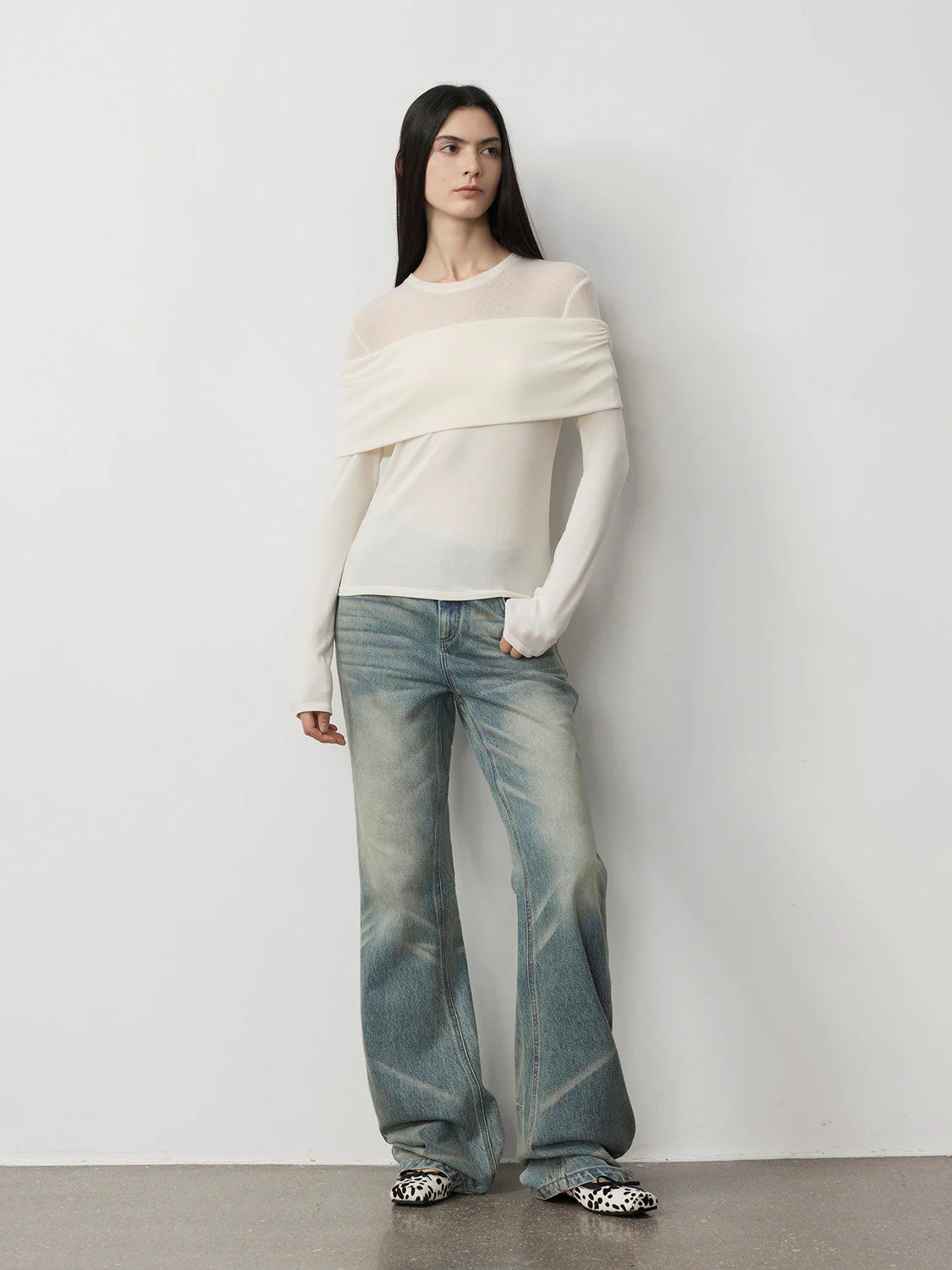 Minimalist One-Shoulder Knit Top - Image 2