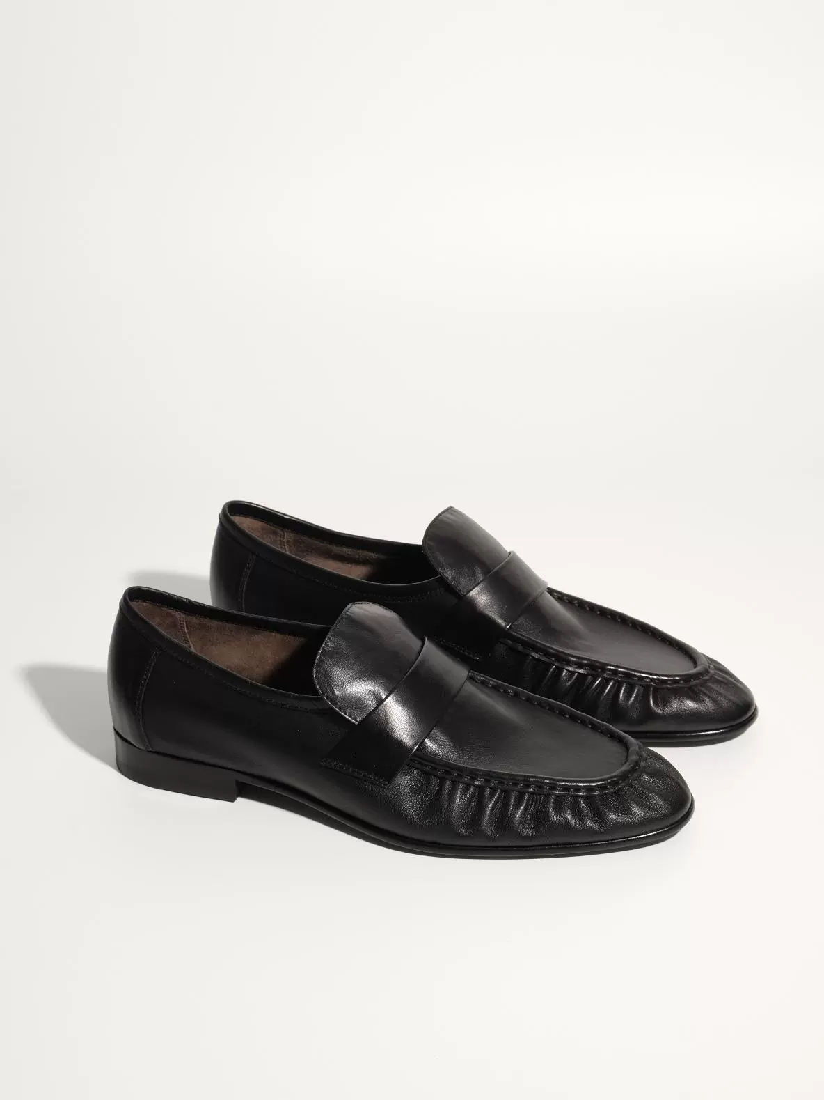 Minimalist Pleated Leather Loafers