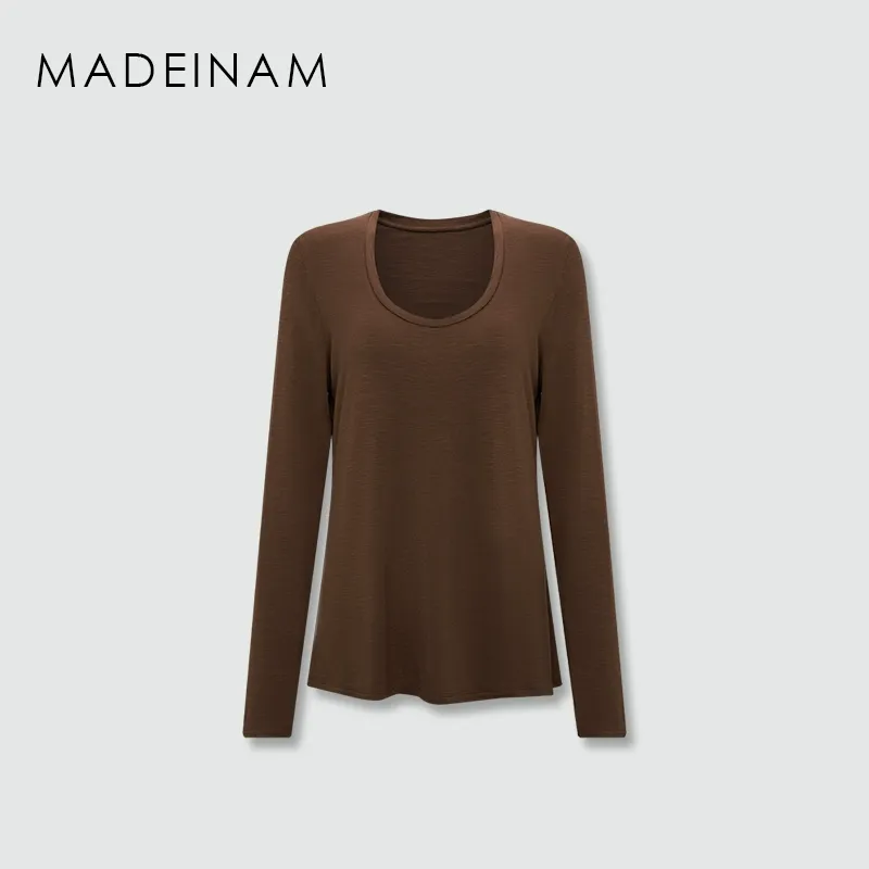 Minimalist Round Neck Long Sleeve Top - Image 17