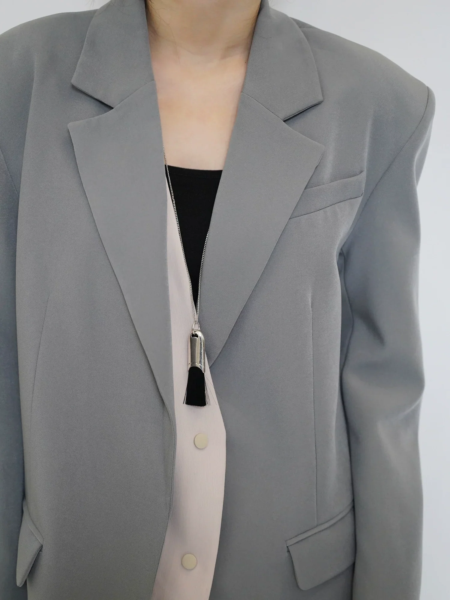 Minimalist Silver Tassel Necklace - Image 3