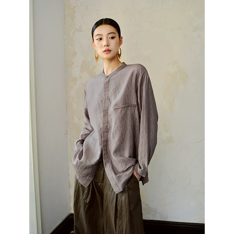 Minimalist Textured Collared Shirt - Image 3