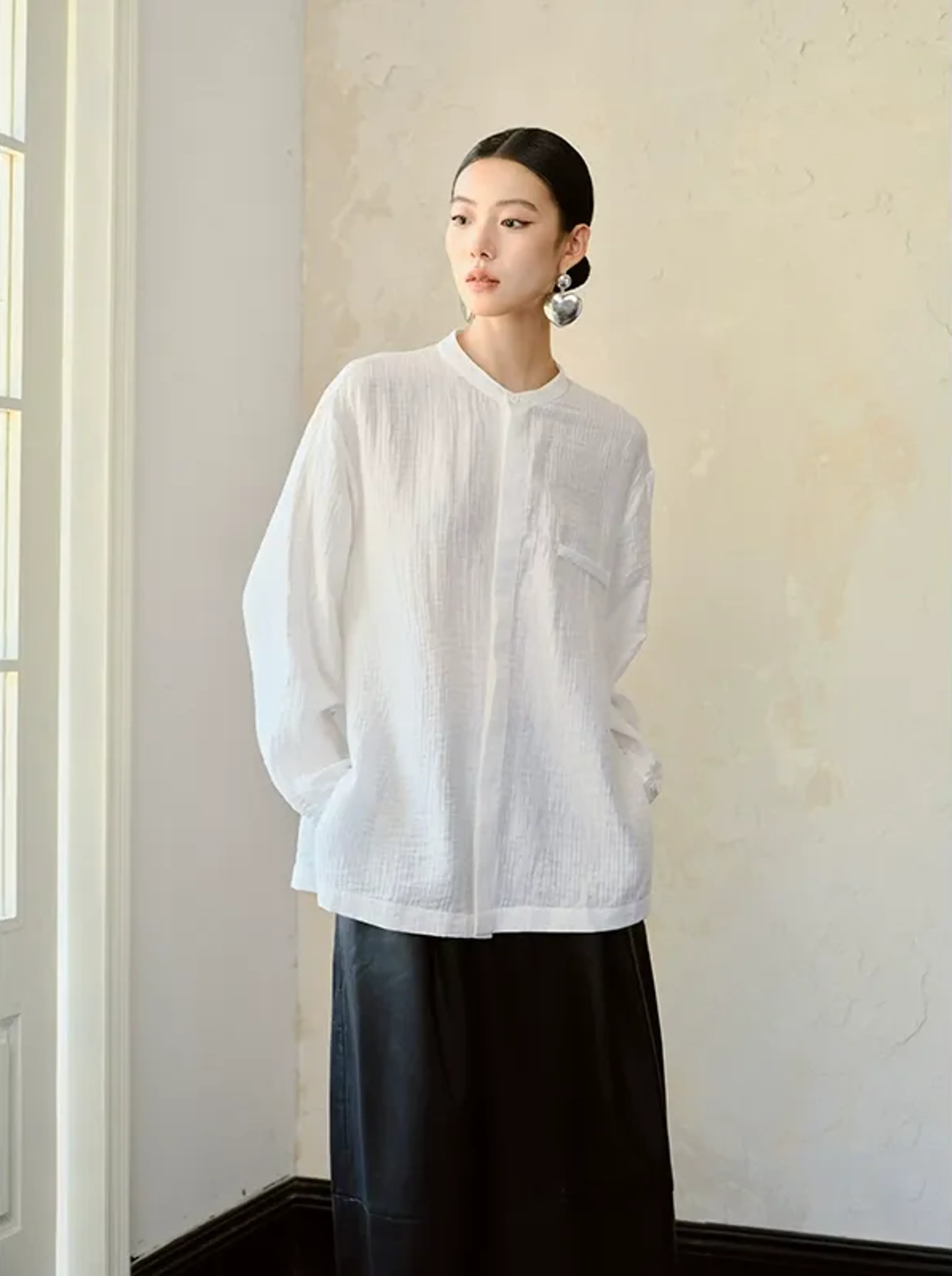 Minimalist Textured Collared Shirt - Image 6