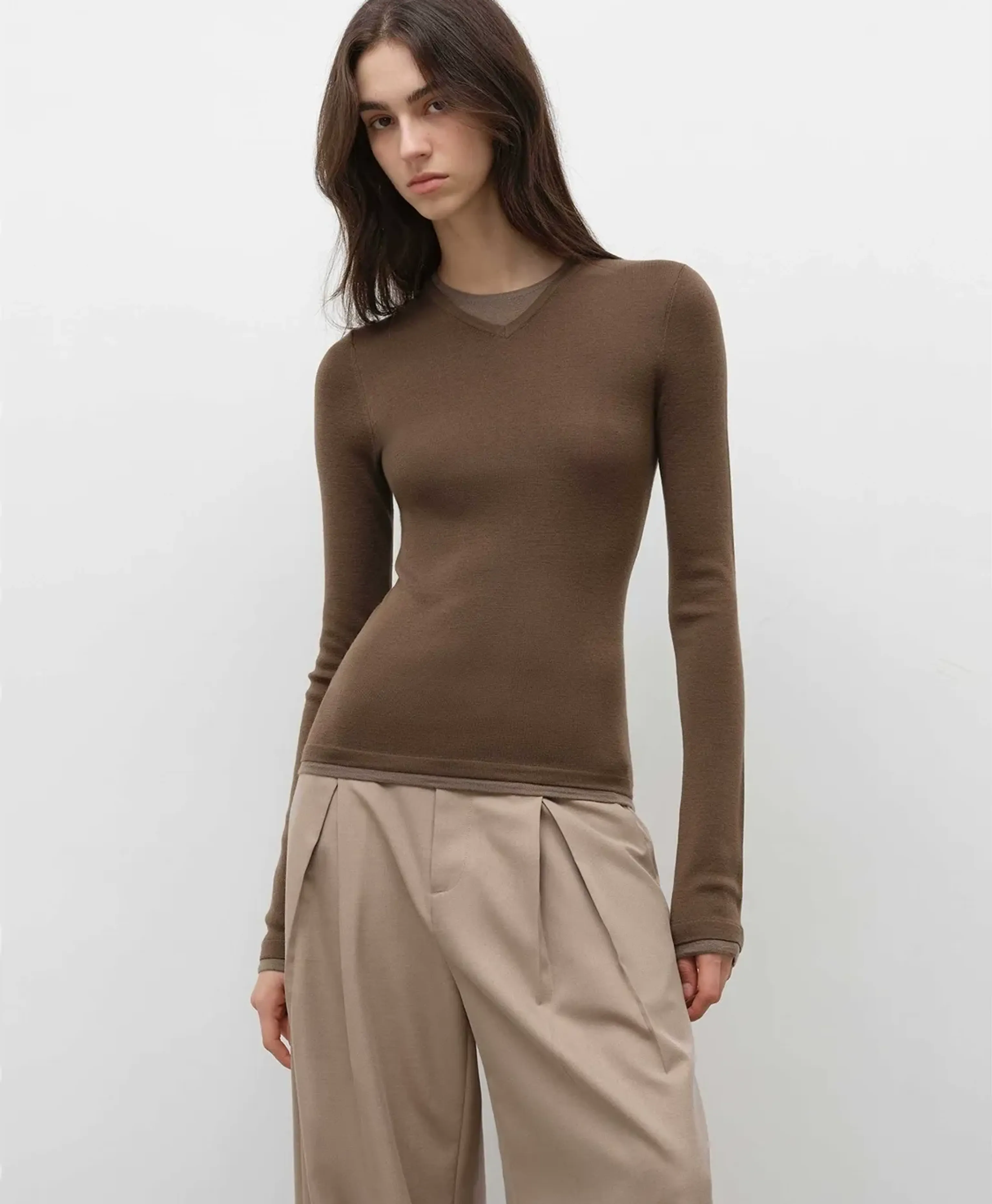 Minimalist Wool Knit Sweater - Image 13