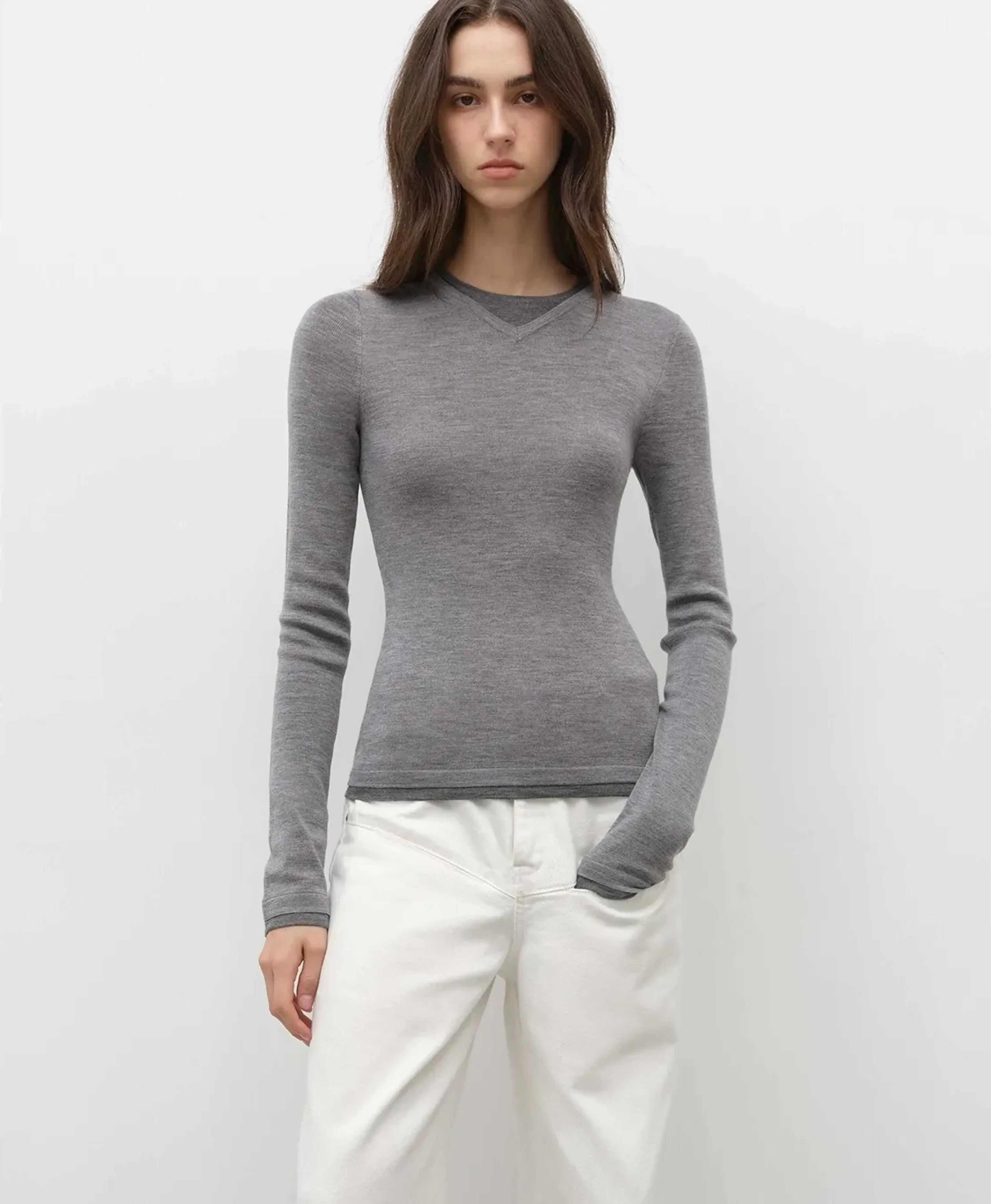 Minimalist Wool Knit Sweater - Image 14