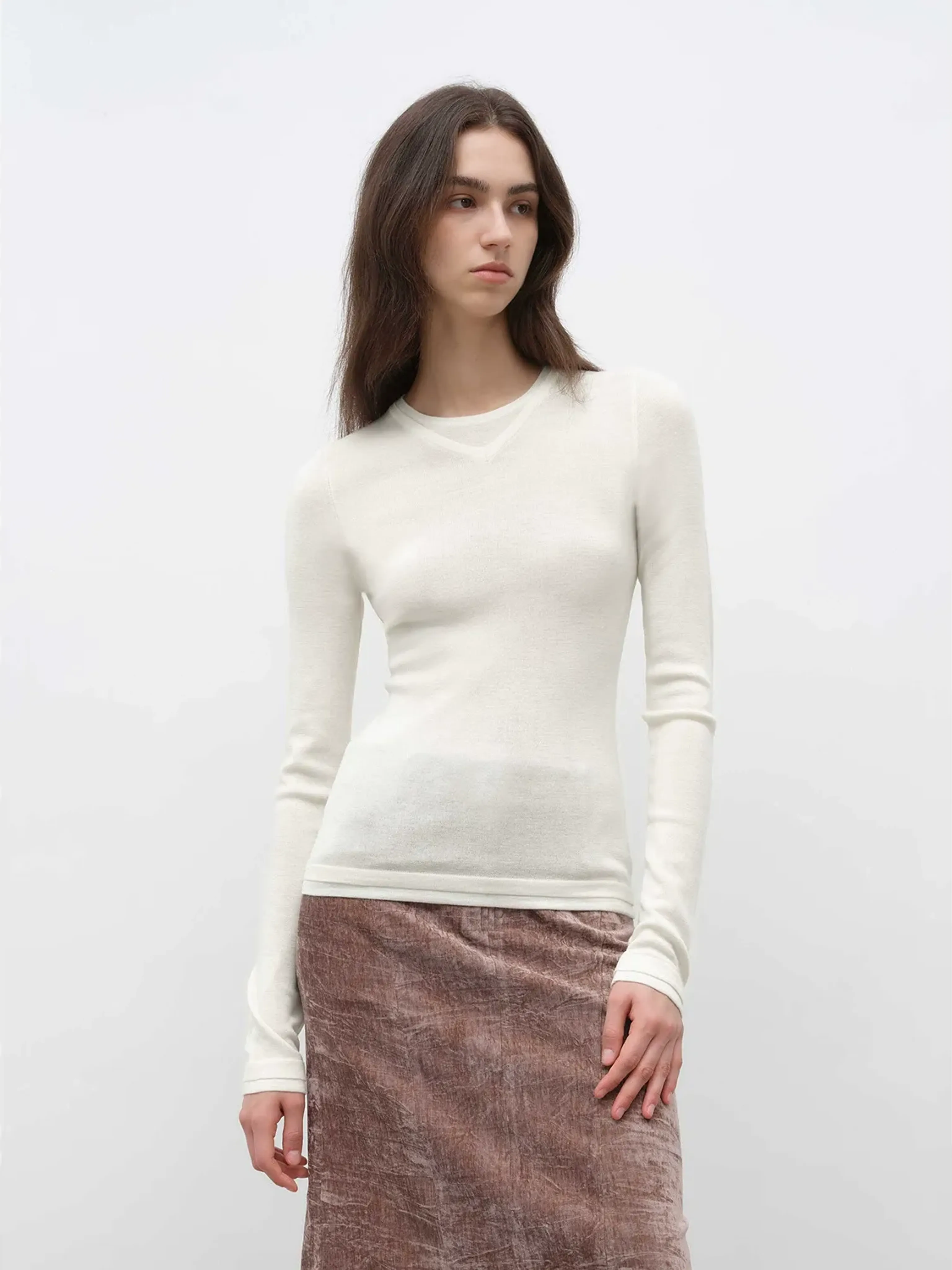 Minimalist Wool Knit Sweater - Image 15