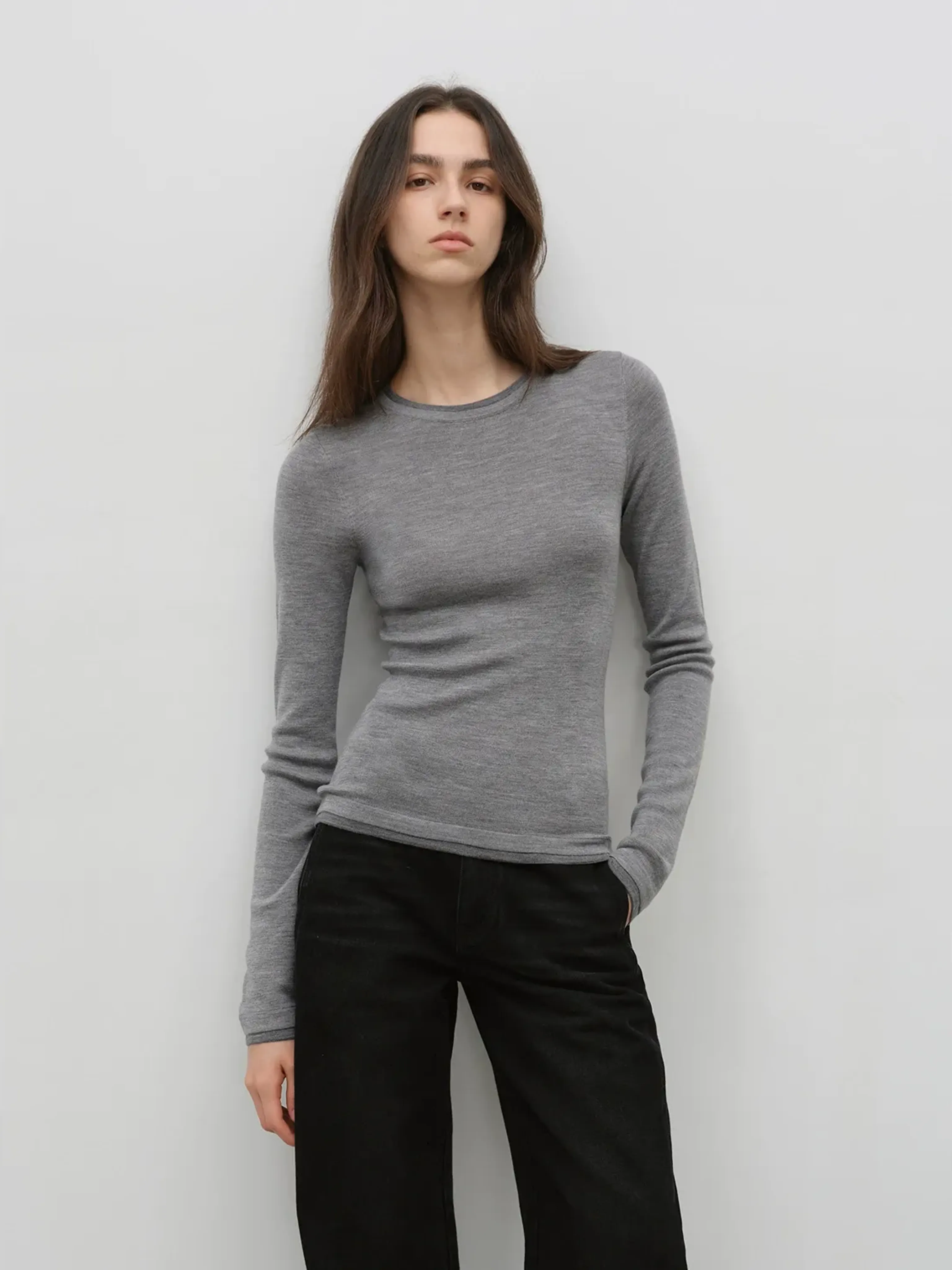 Minimalist Wool Knit Sweater - Image 18