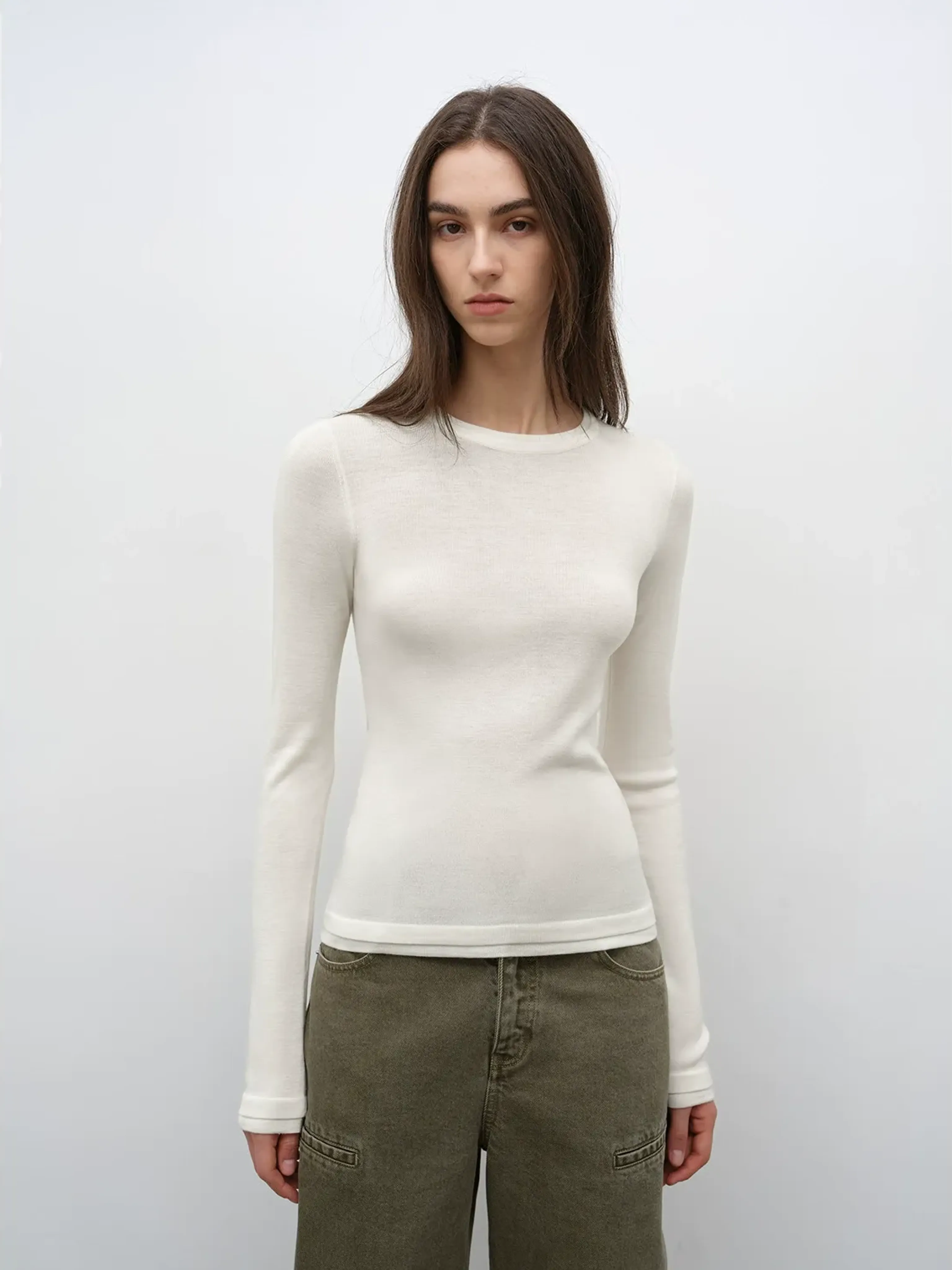 Minimalist Wool Knit Sweater - Image 19