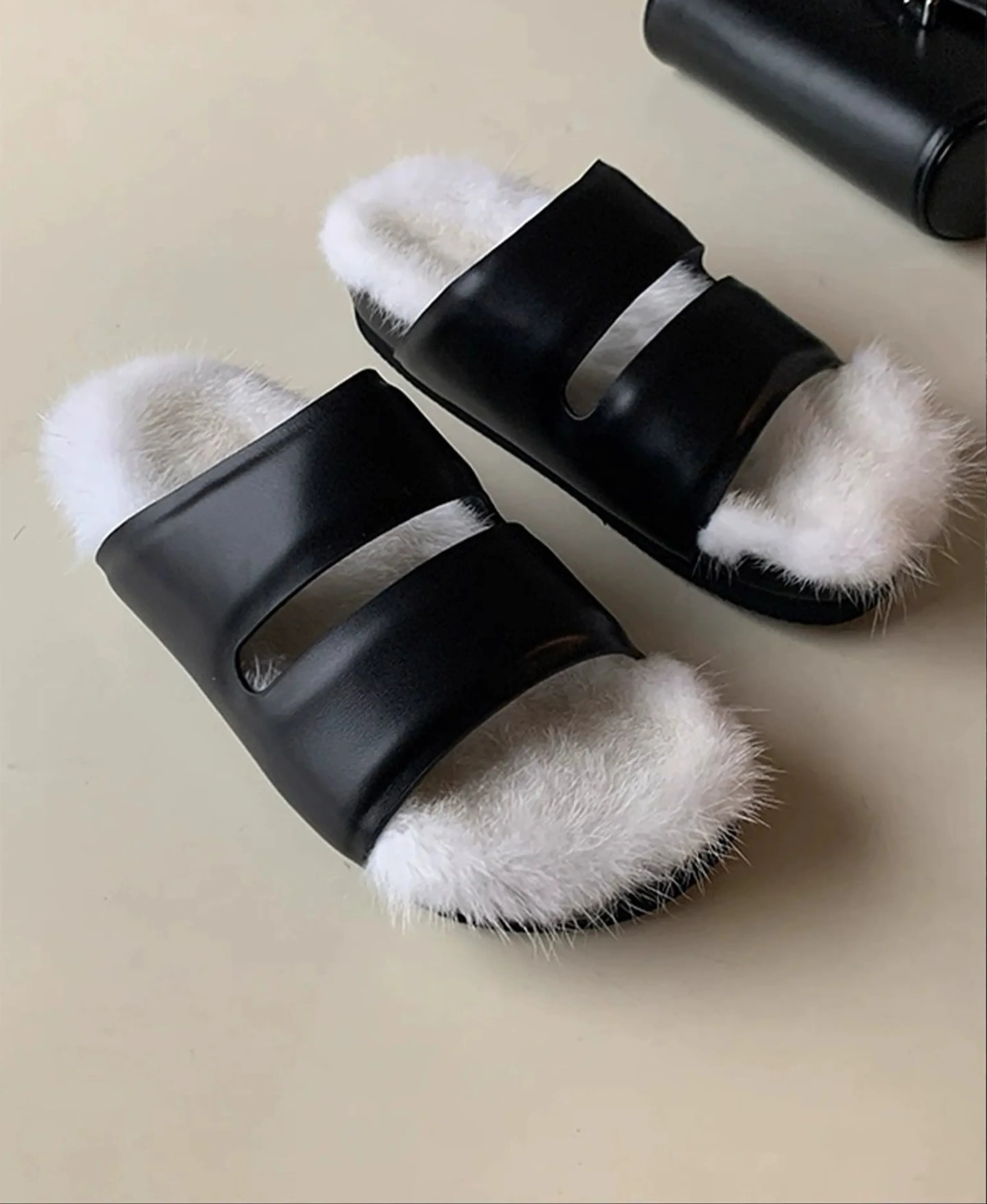 Mink Fur-Lined Leather Slides - Image 5