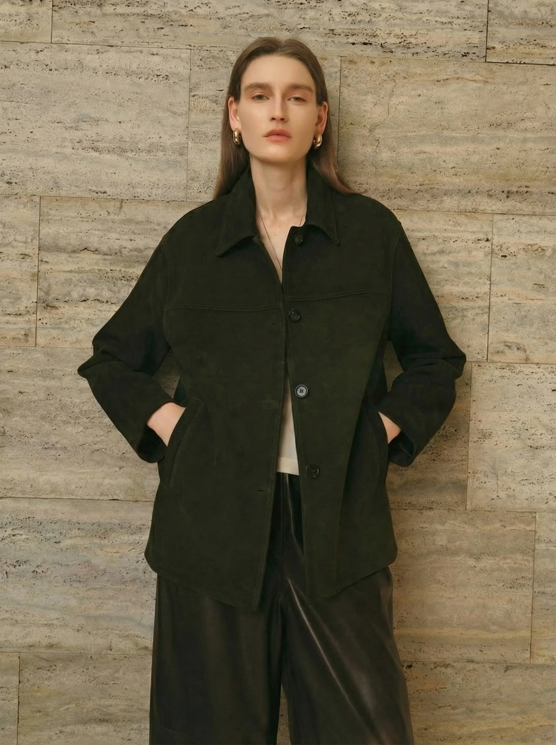 Mixed Lambskin Shirt Jacket - Image 7