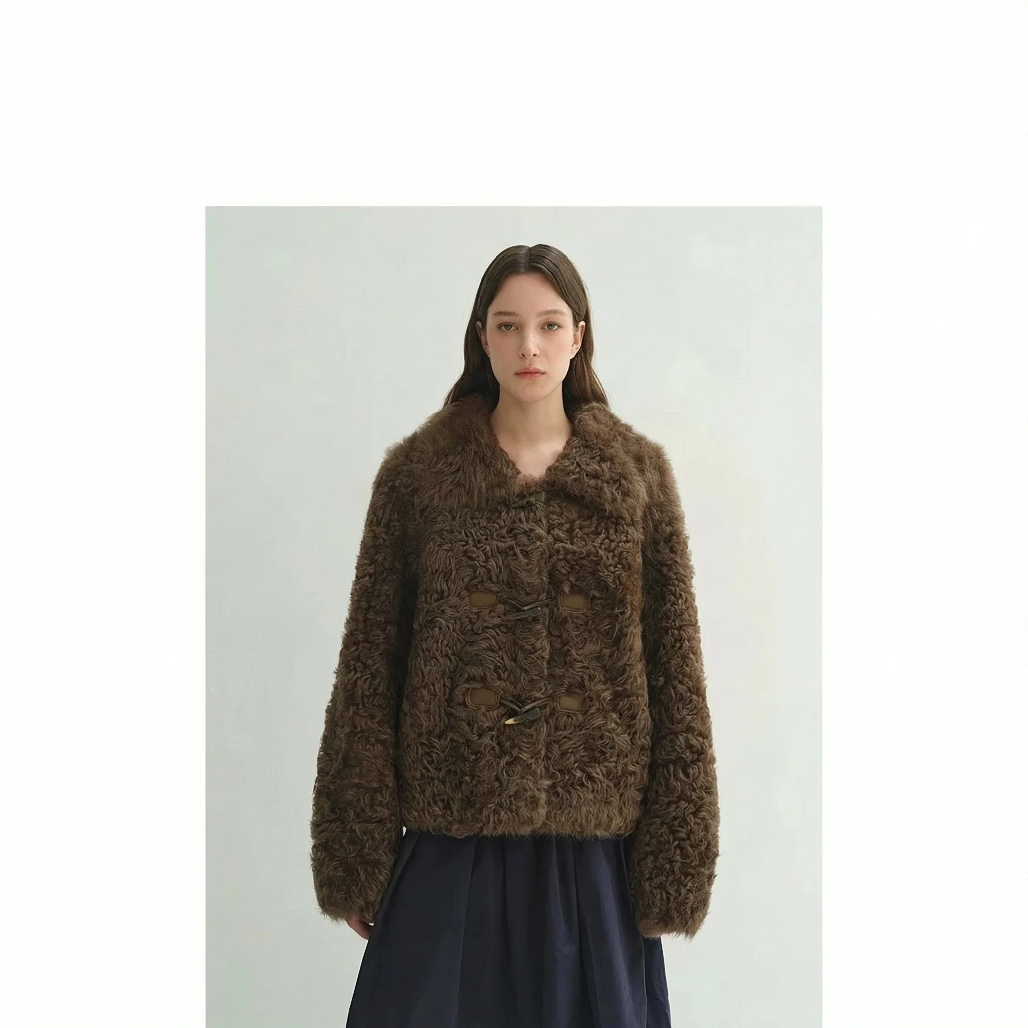 Mocha Shearling Short Coat - Image 4