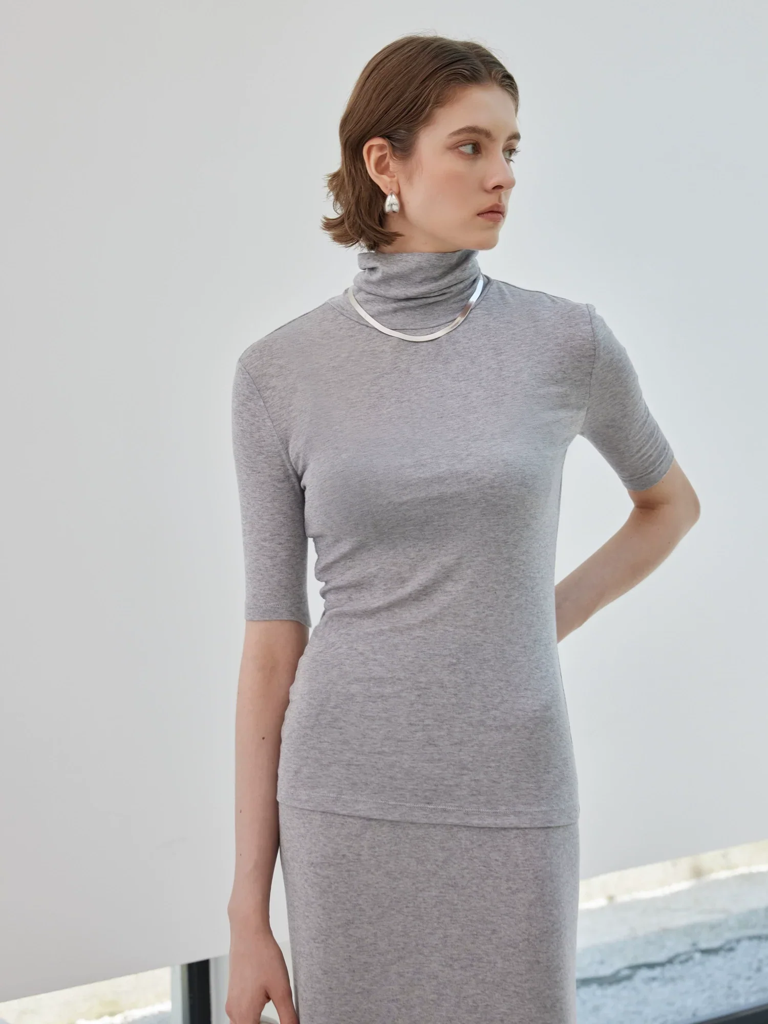 Mock-Neck Knit Top & Skirt Set - Image 3