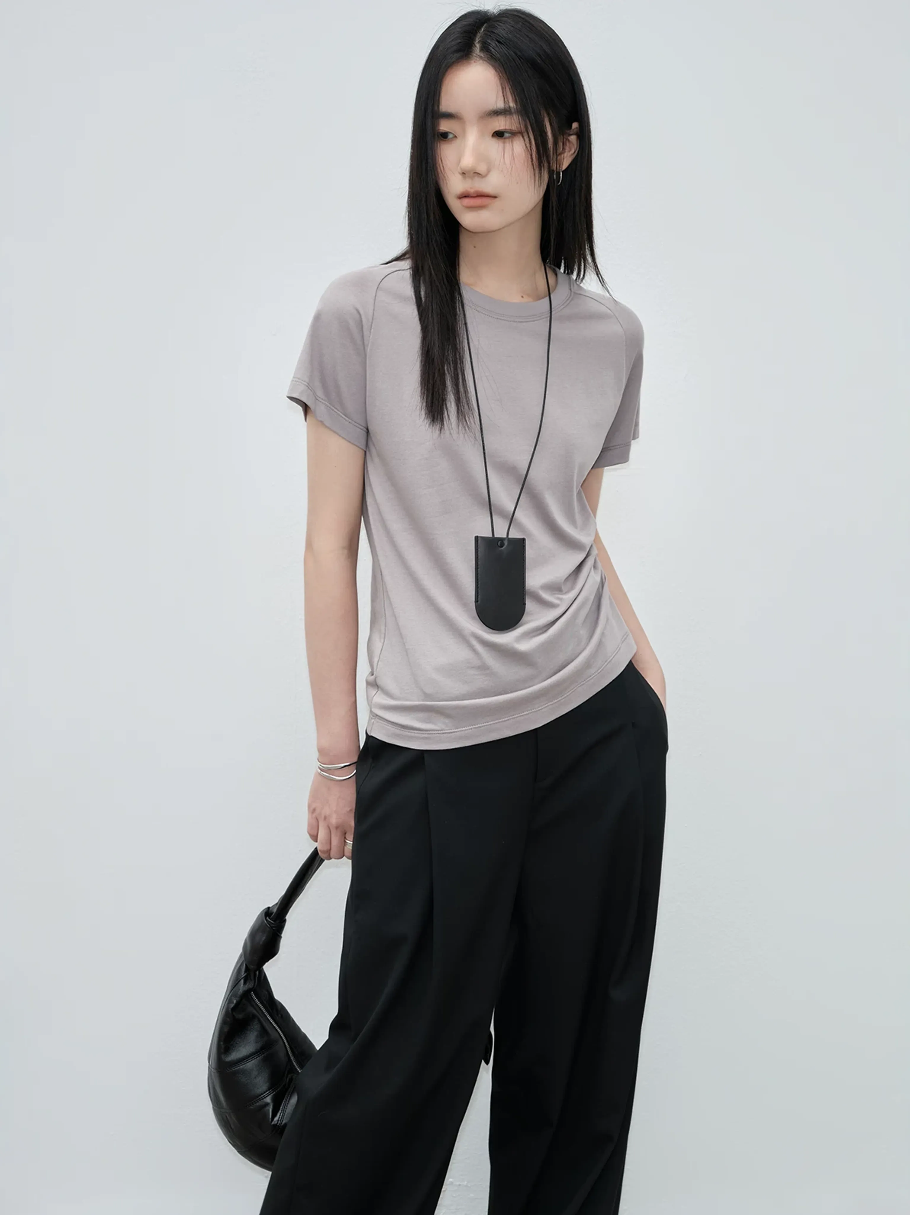 Modal Wool Blend Pleated T-Shirt - Image 3