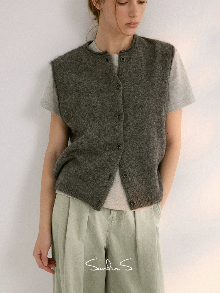 Mohair Crewneck Button Vest - Image 6