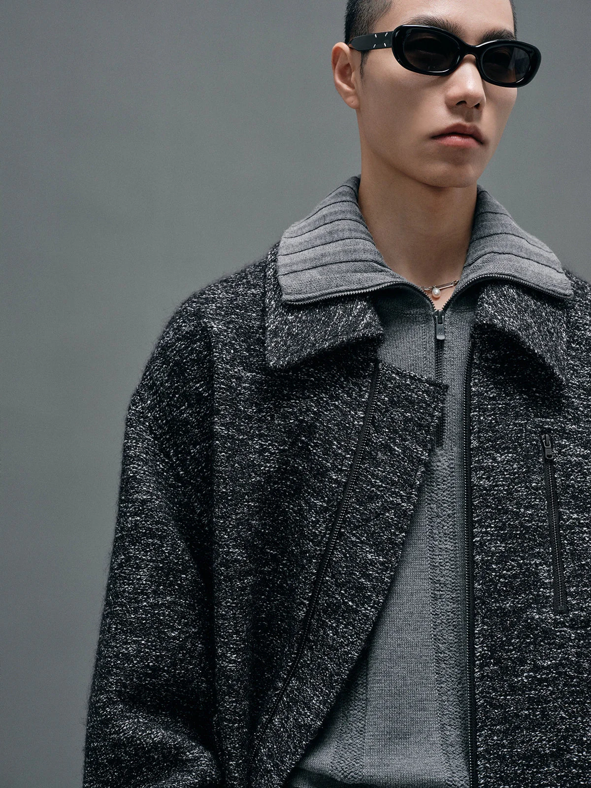 Mohair Wool Bouclé Zip Jacket - Image 3