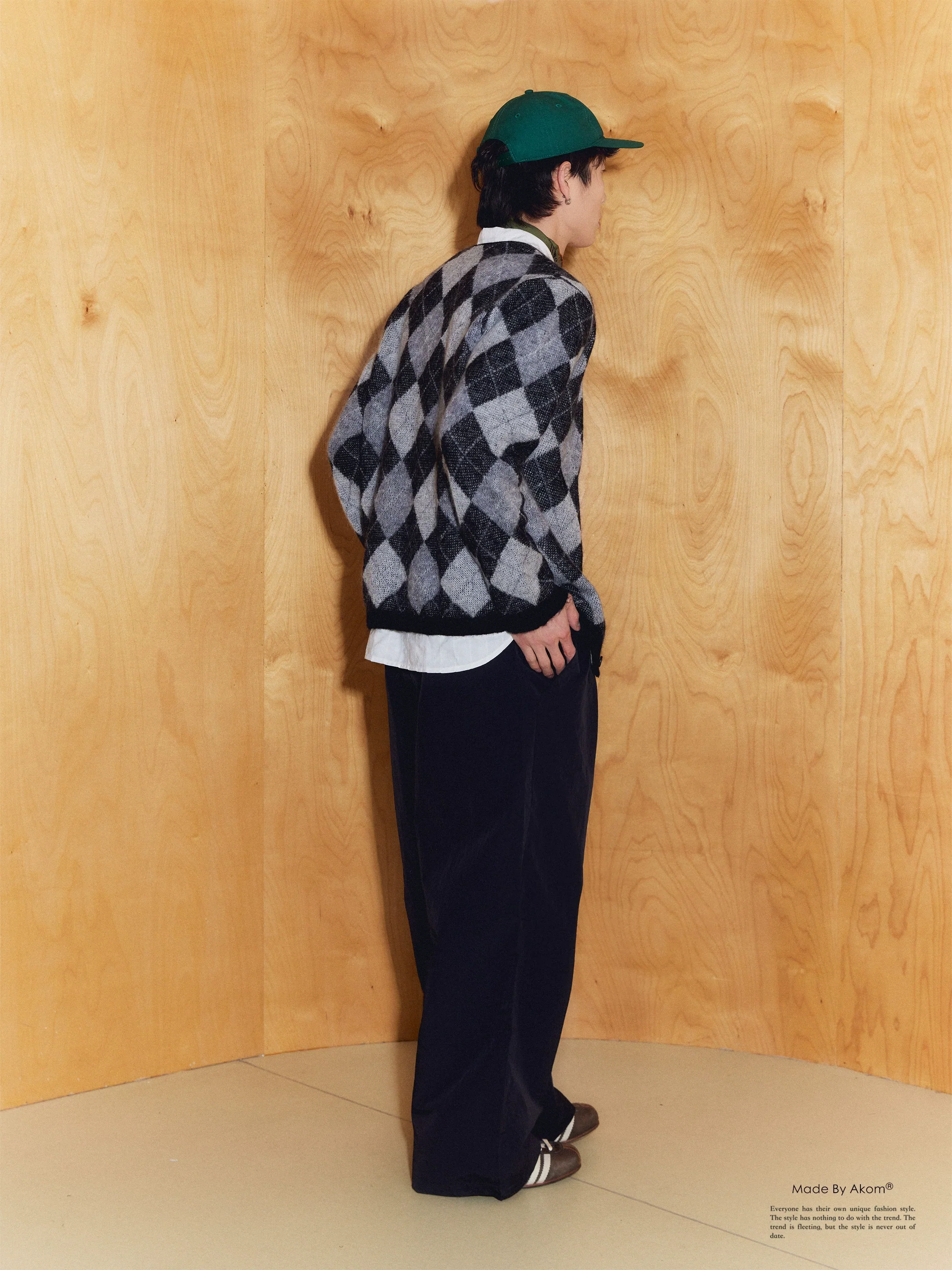 Mohair Wool Diamond Cardigan - Image 5