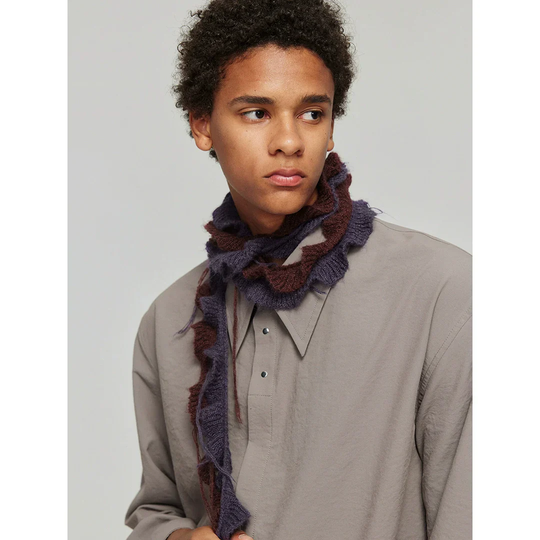 Mohair Wool Spiral Knit Scarf - Image 2