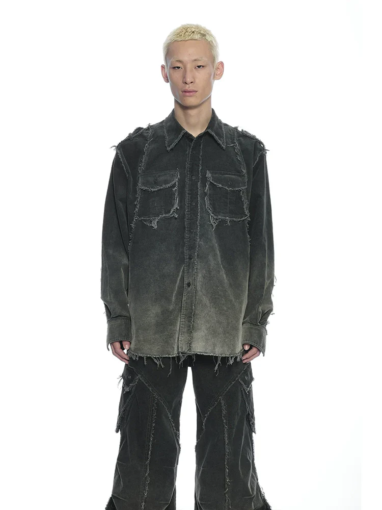 Moss Distressed Corduroy Overshirt