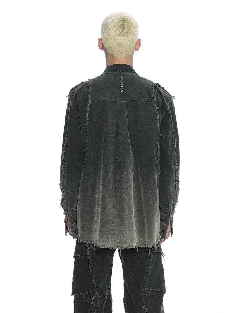 Moss Distressed Corduroy Overshirt - Image 3