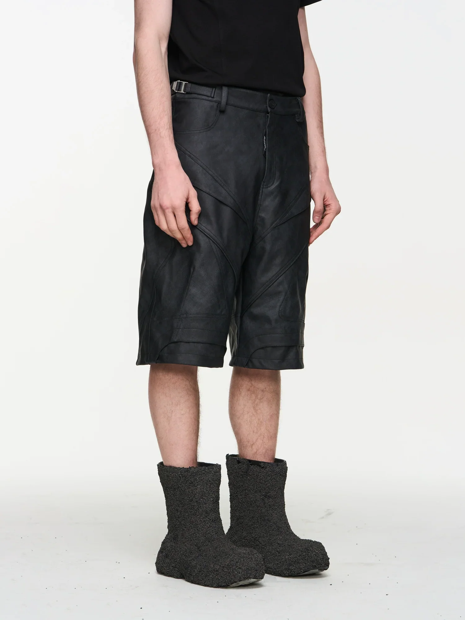 Moto Panel Leather Shorts - Image 3